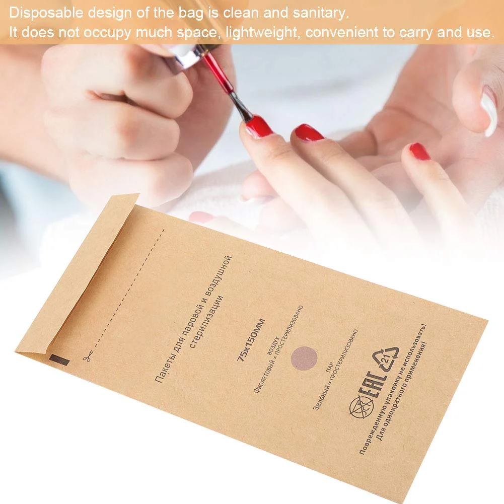 100 x Autoclave Sterilisation Bags, Disposable Self Seal Steriliser Bags for Nail Tools, Teeth Sterilisation Bag for Beauty (75 x 150 mm) - Image 6