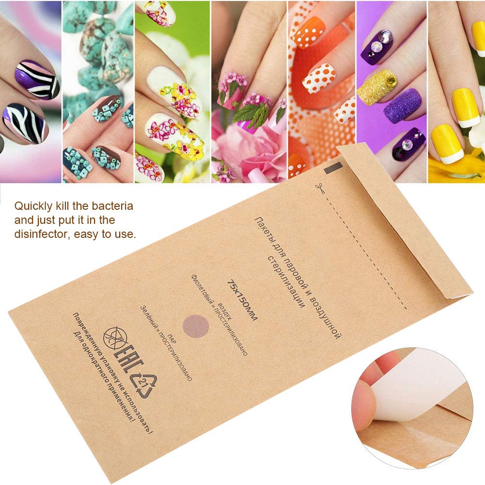 100 x Autoclave Sterilisation Bags, Disposable Self Seal Steriliser Bags for Nail Tools, Teeth Sterilisation Bag for Beauty (75 x 150 mm) - Image 7
