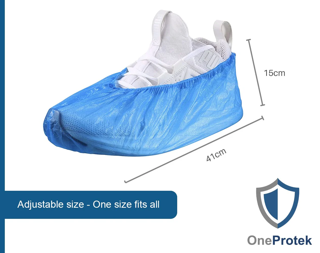 100 x OneProtek Waterproof Disposable Overshoes, Waterproof, Non-Slip, Tear Resistant, Polyethylene Overshoes, Blue, One Size 1 - Image 3
