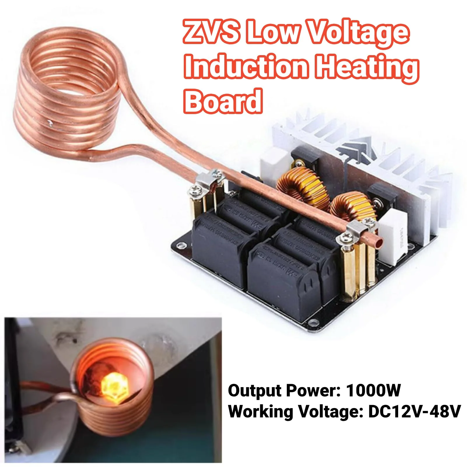 1000W ZVS Low Voltage Induction Induction Heater Coil Kit Induction Heating Module Heating Board Module Flyback Driver Heating DIY - Image 2