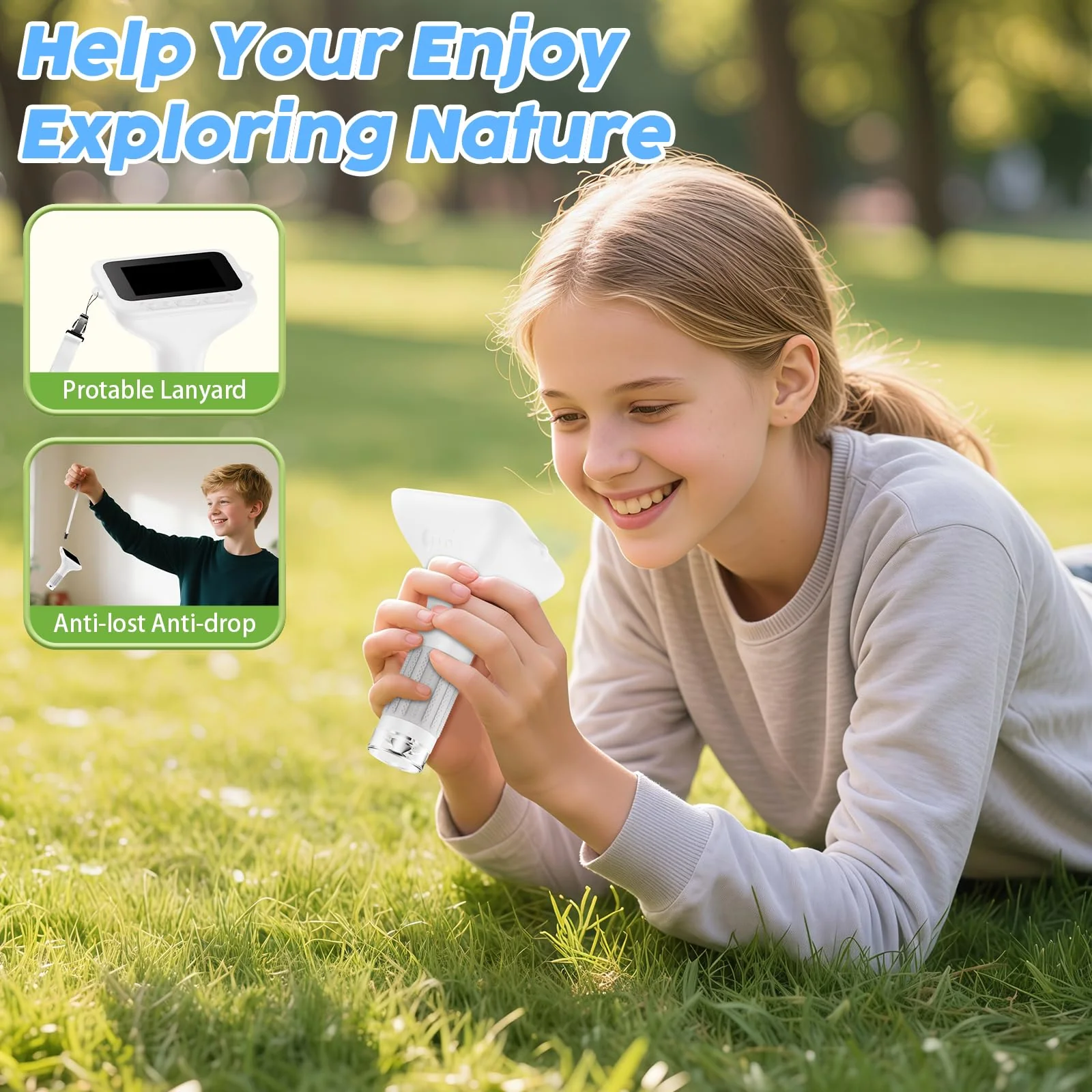 1000X Handheld Digital Kids Microscope with 3.0" IPS Screen, USB-Powered STEM Educational Science Toy with 8 LED Lights & Photo/Video Capture, Portable Learning Gift for Boys & Girls White - Image 5
