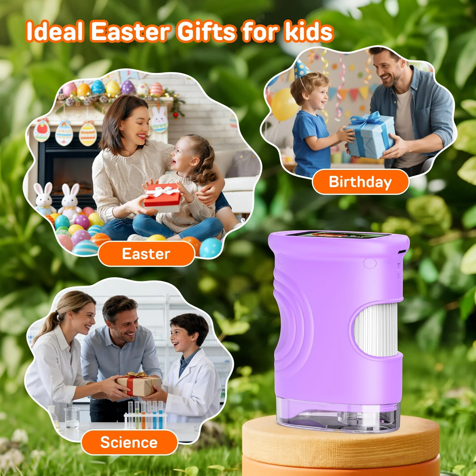 1000X Handheld Digital Microscope for Kids with 2.0" IPS Screen, Easter Gifts Portable STEM Science Lab Toy, Rechargeable Pocket Microscope Educational Gift for Boys & Girls Age 4-6 8-12, Purple Purple - Image 5