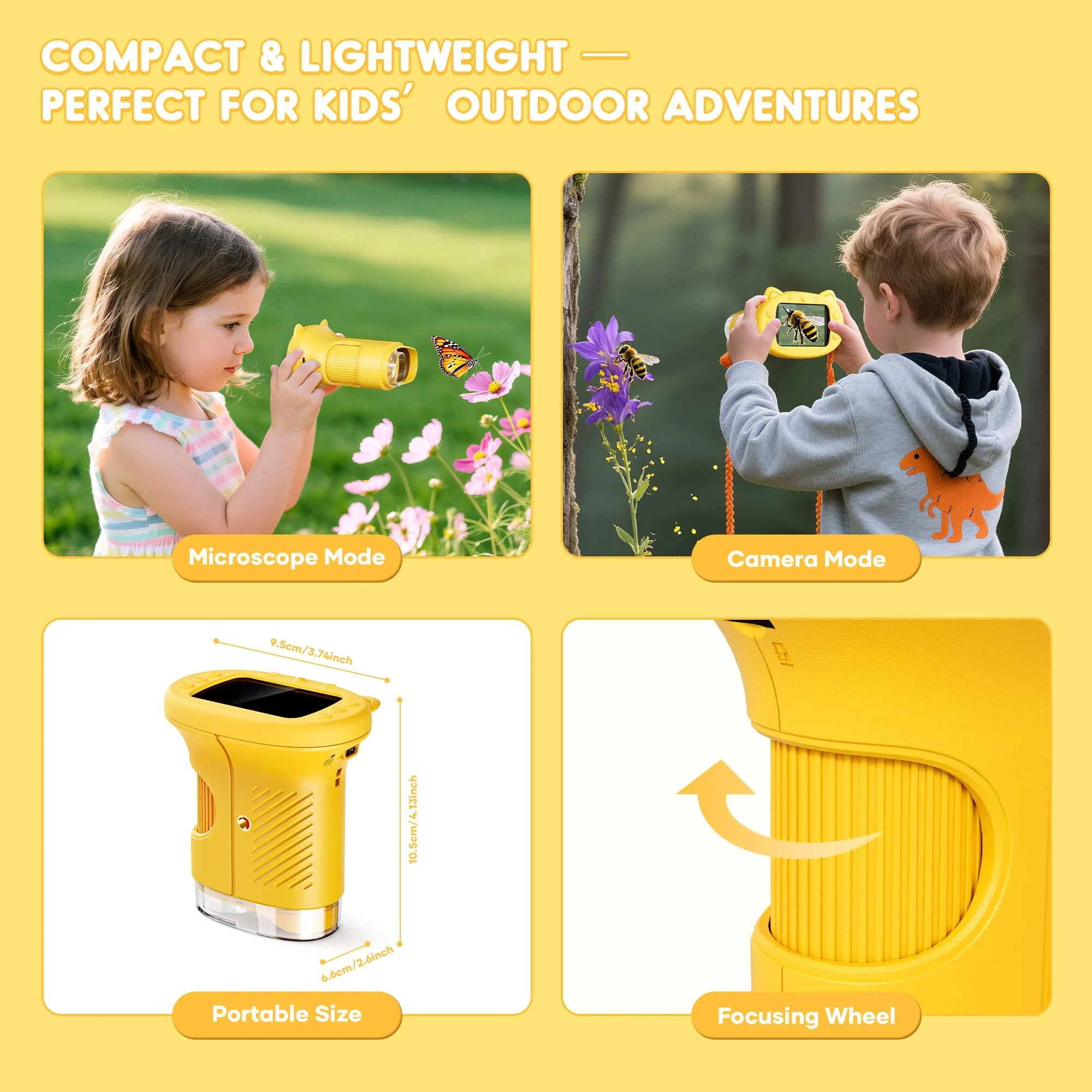 1000X Handheld Digital Microscope for Kids : Wonderquest Microscope with 2.0" IPS Screen, STEM Toys for Ages 3-6 8-13 Girls Boys Child, Portable Edu Gift Age 4-6 8-12 Children Students Yellow - Image 7