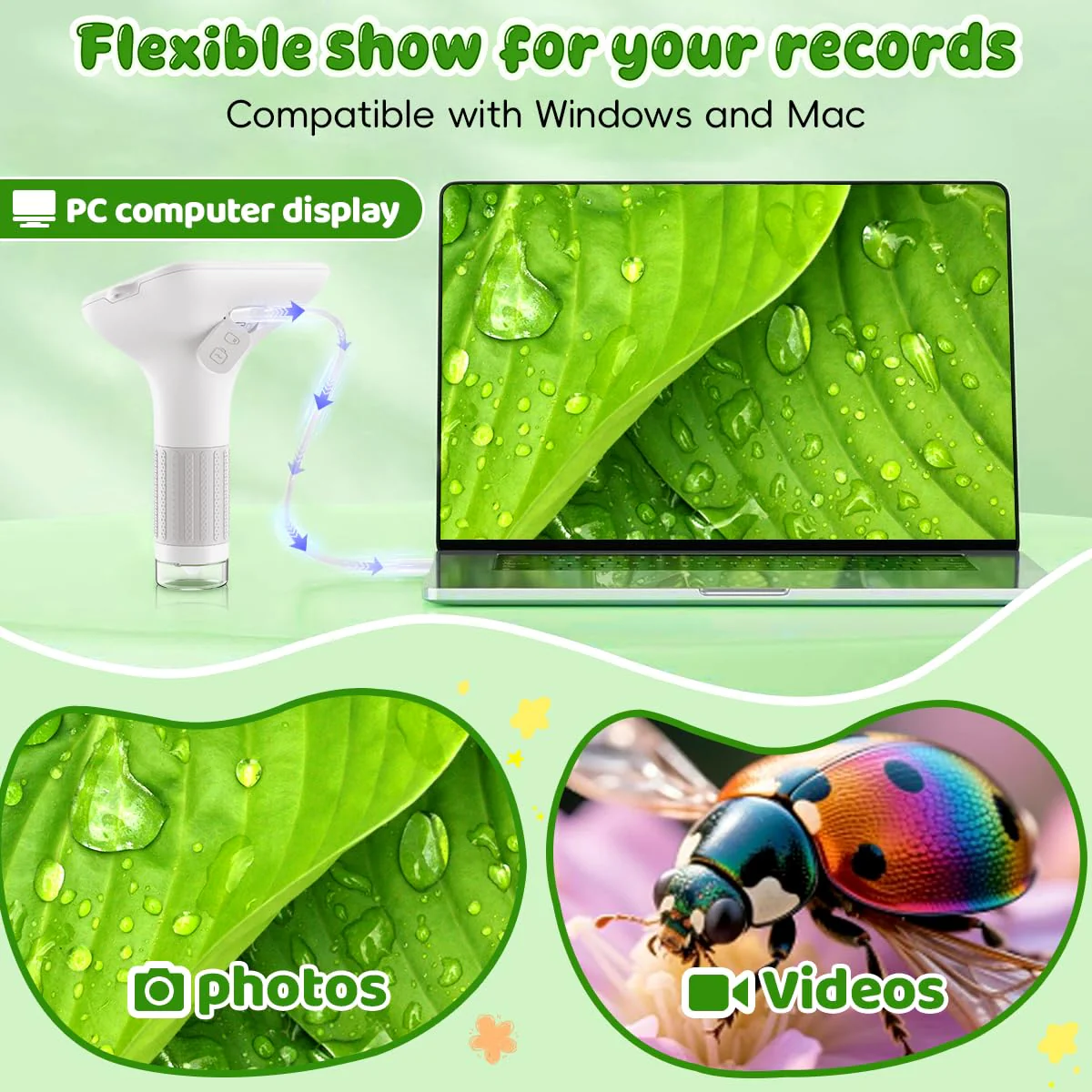 1000X Handheld Microscope for Kids, 3'' Digital Kids Microscope with Adjustable Light, Easter Pocket Portable Micro Scope, Stem Toys for Ages 5-7 8-12 Teen Boys and Girls Educational Gifts, White 3-inch - Image 3