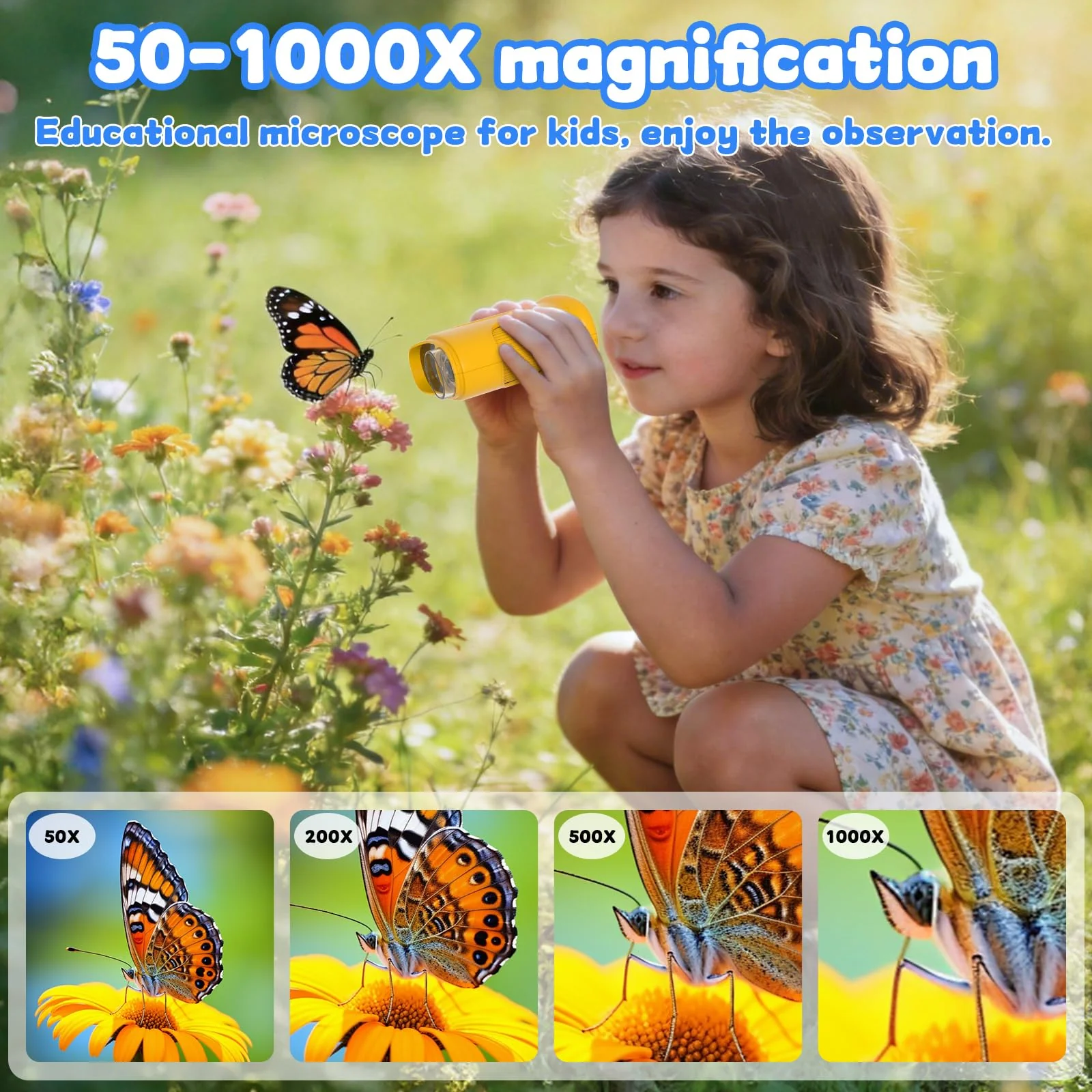1000X Handheld Microscope for Kids: Pocket Digital Microscope with 1080P&2.0''IPS Screen&Photo/Video - Portable Edu Science Kits for Girls Boys - STEM Toys Birthday Gifts Ages 3-6 6-12(Orange) Orange - Image 3