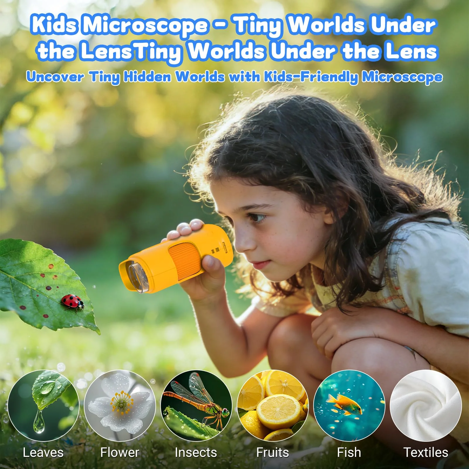 1000X Handheld Microscope for Kids: Pocket Digital Microscope with 1080P&2.0''IPS Screen&Photo/Video - Portable Edu Science Kits for Girls Boys - STEM Toys Birthday Gifts Ages 3-6 6-12(Orange) Orange - Image 5