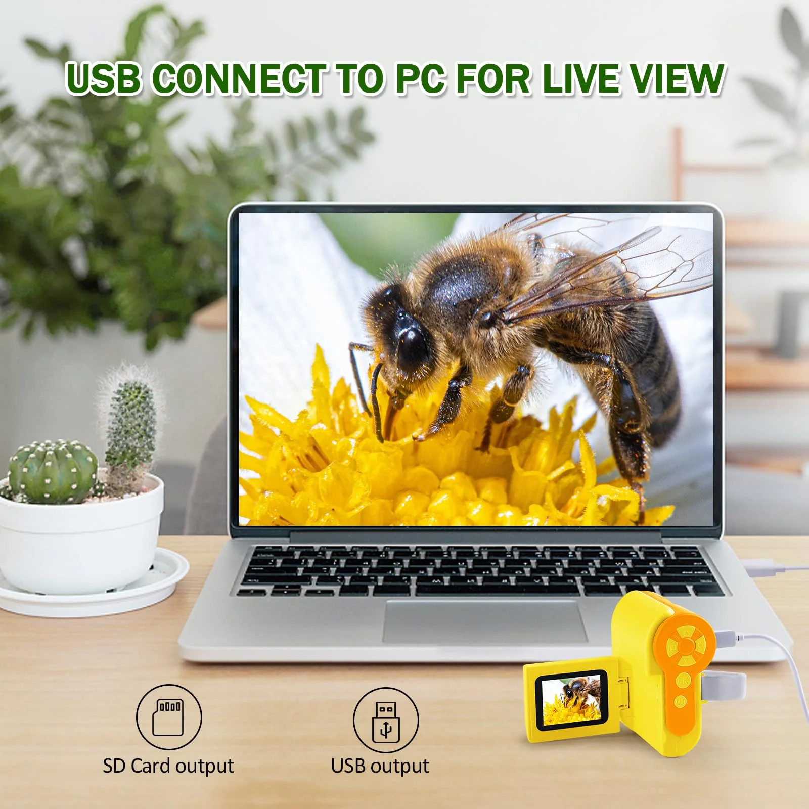 1000X Microscope for Kids 8-12, 4K HD Screen with 6 LED Lights, Portable Microscope for Outdoor STEM Learning, Rechargeable Science Kit, Birthday Easter Gifts for Kids Yellow - Image 8