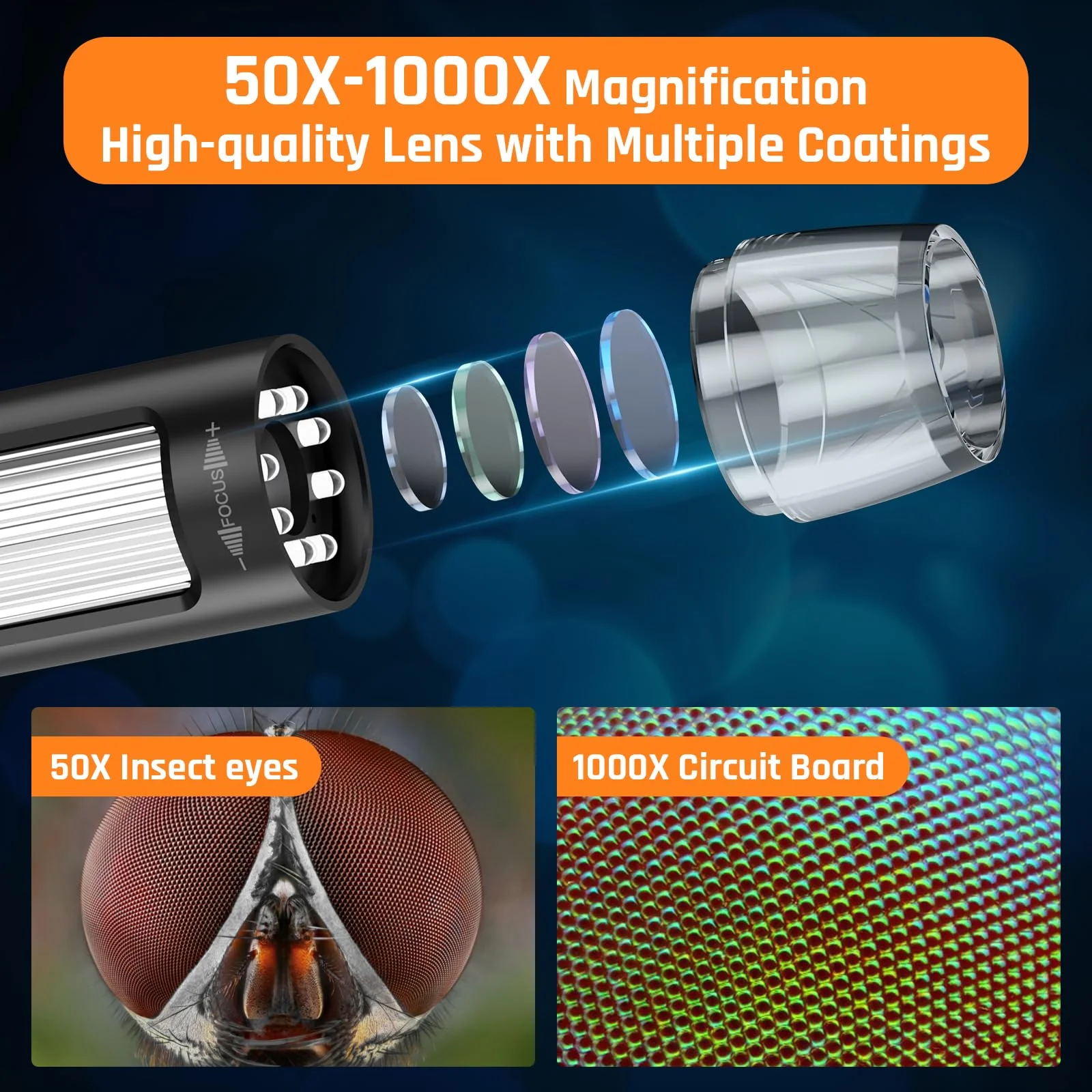 1000x Microscope-Handheld Digital Microscope for Children with 2" LCD Screen,Pocket Microscope for Kids with 8 Adjustable LED Lights,Coins Electronic Magnifier Camera,USB to PC,Including 32GB SD Card - Image 5