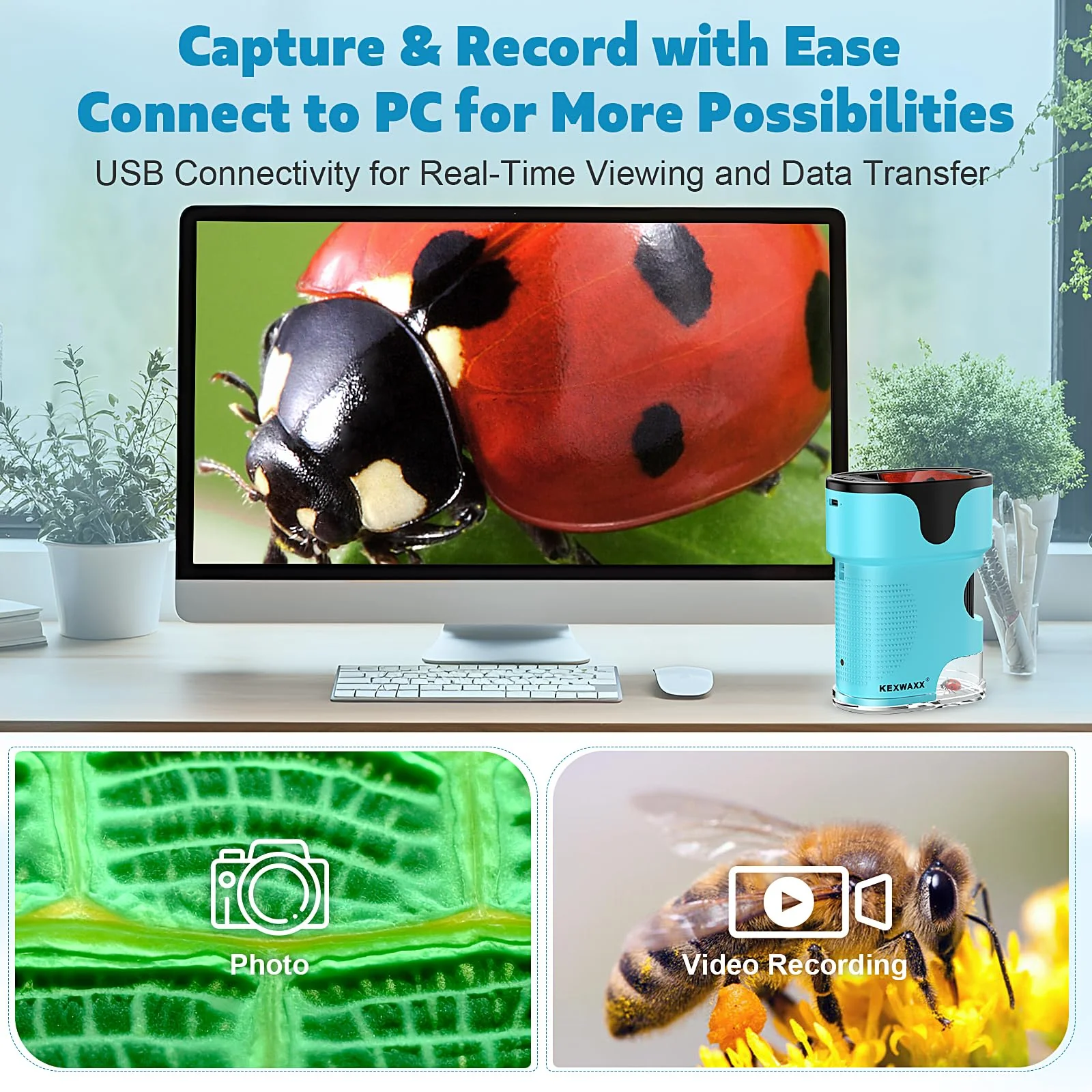 1000X Pocket Microscope for Kids - 4K 2.0" Screen, Digital Mini Scope with Slides Kit, Rechargeable Lab Handheld Portable Microscopes for Kids 4-12 Students Teens - Image 6