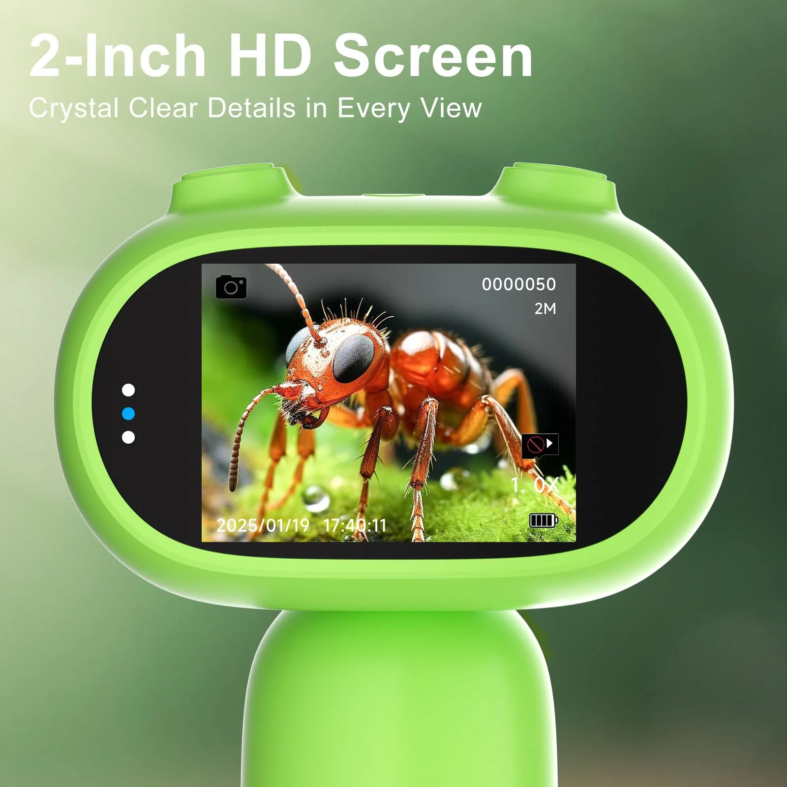 1000X Pocket Microscope for Kids – Railhorn Mini Microscope with 2" LCD Screen, 16MP Camera & 1080P Video, Handheld Magnifier with Light for Coins, Slides & Nature Exploration, STEM Toy for Ages 3-12 - Image 2