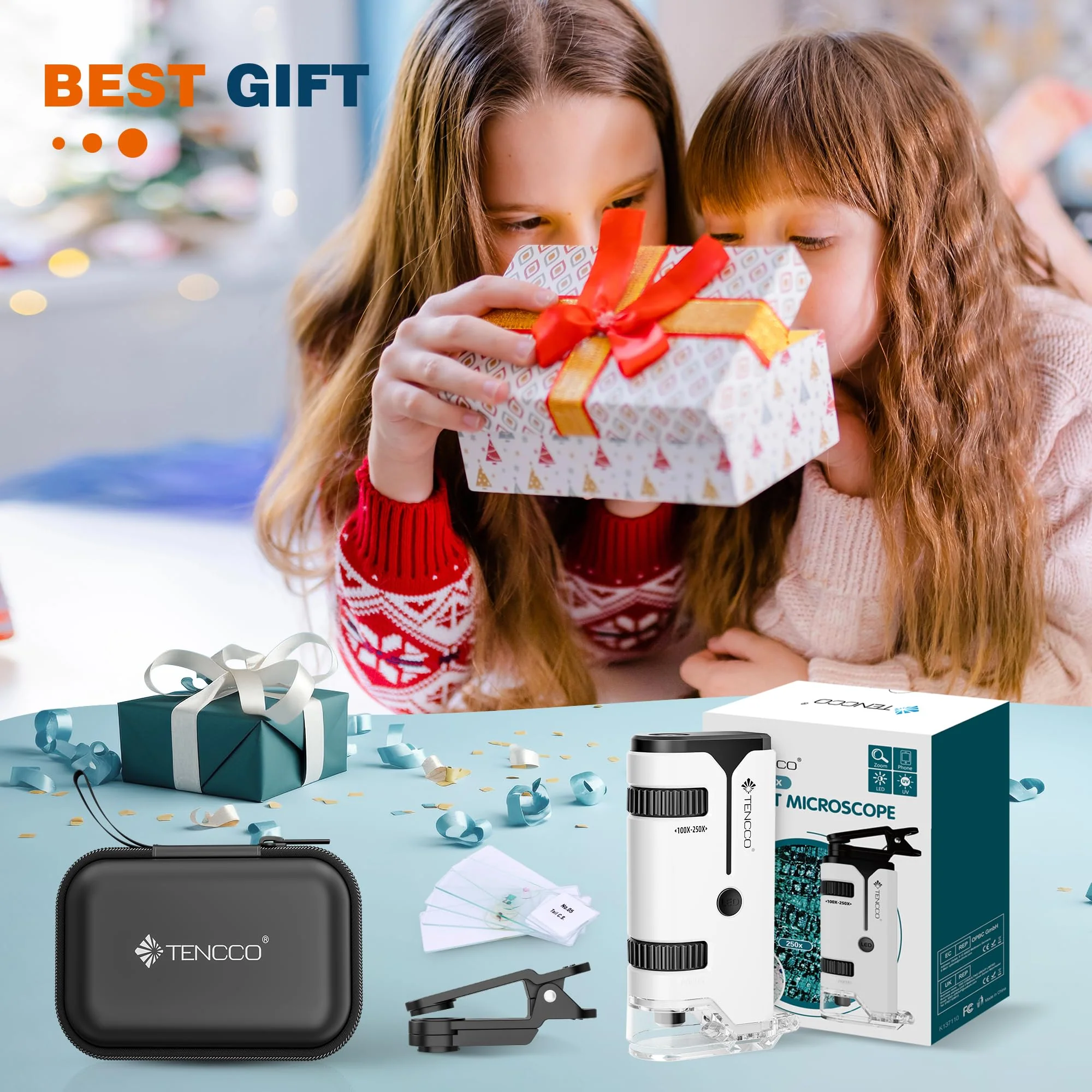 100x-250x Mini Pocket Microscope for Kids Adults, Protable Handheld Microscope with 5 Microscope Slides, Phone Adapter, Miniscope Portable Microscope Kit for Kids Adults Science Lab Education,White White - Image 7