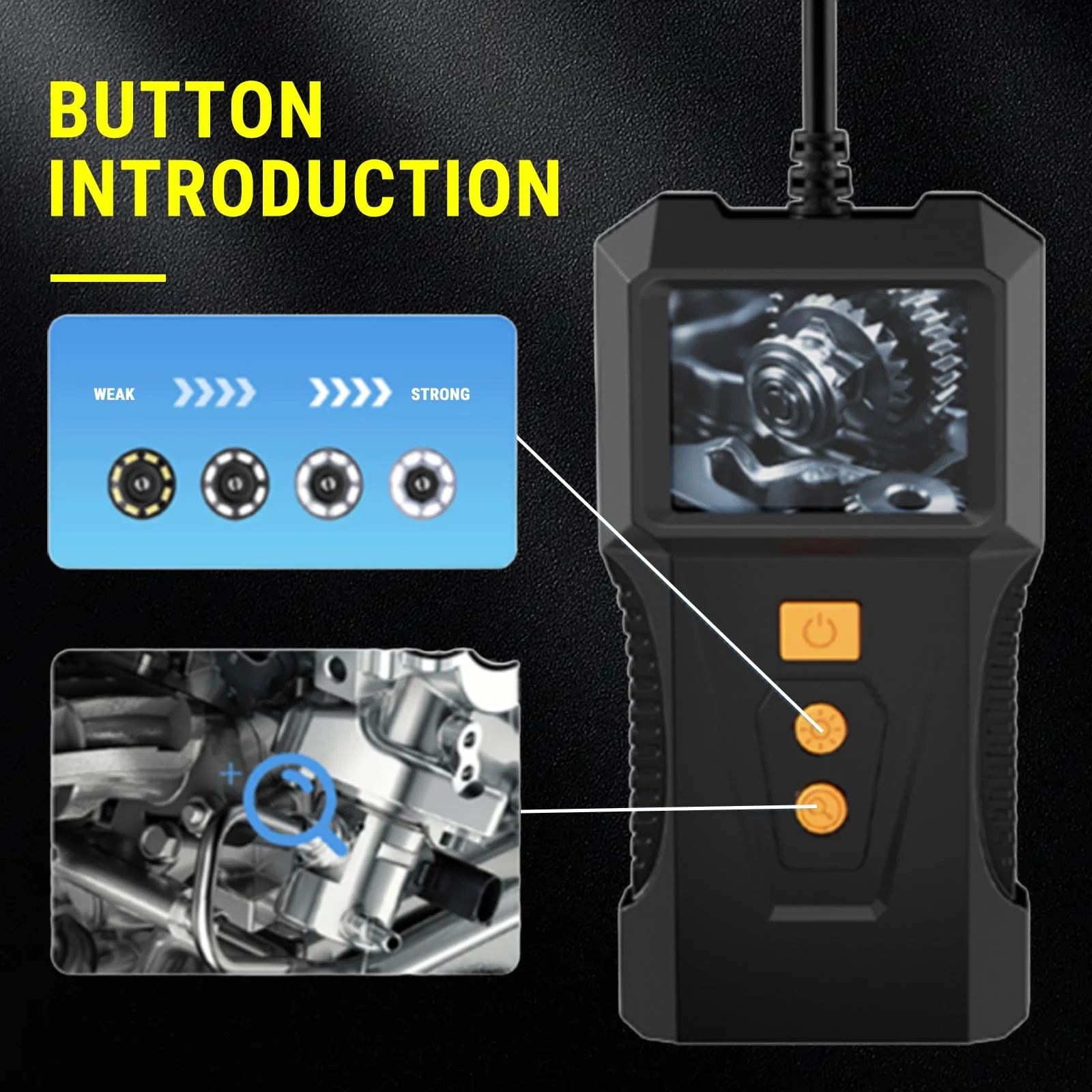 1080p Endoscope Camera with Light, IP67 Waterproof Dual Lens Endoscope Camera, 1080P HD Industrial Inspection Camera, with 8 Adjustable LEDs, 180° Rotatable Tube Camera, for Automotive, Gadgets for - Image 3