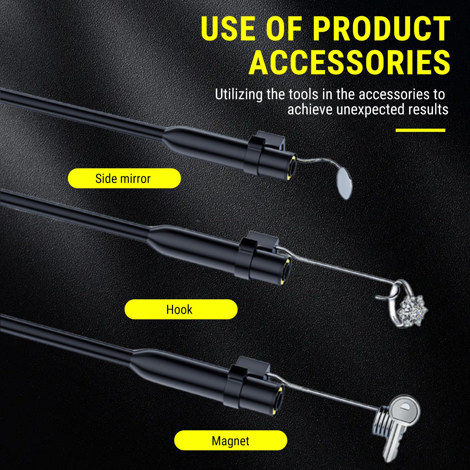 1080p Endoscope Camera with Light, IP67 Waterproof Dual Lens Endoscope Camera, 1080P HD Industrial Inspection Camera, with 8 Adjustable LEDs, 180° Rotatable Tube Camera, for Automotive, Gadgets for - Image 4