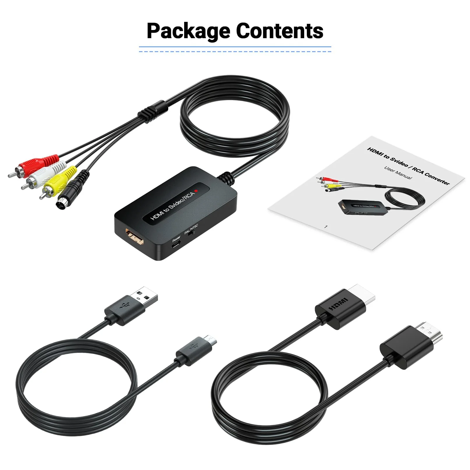 1080P HDMI to Svideo RCA Converter, HDMI to Composite AV CVBS Converter, HD to S-Video RCA Adpater for HD Devices to Display on Older TVs with Svideo/AV - Image 2