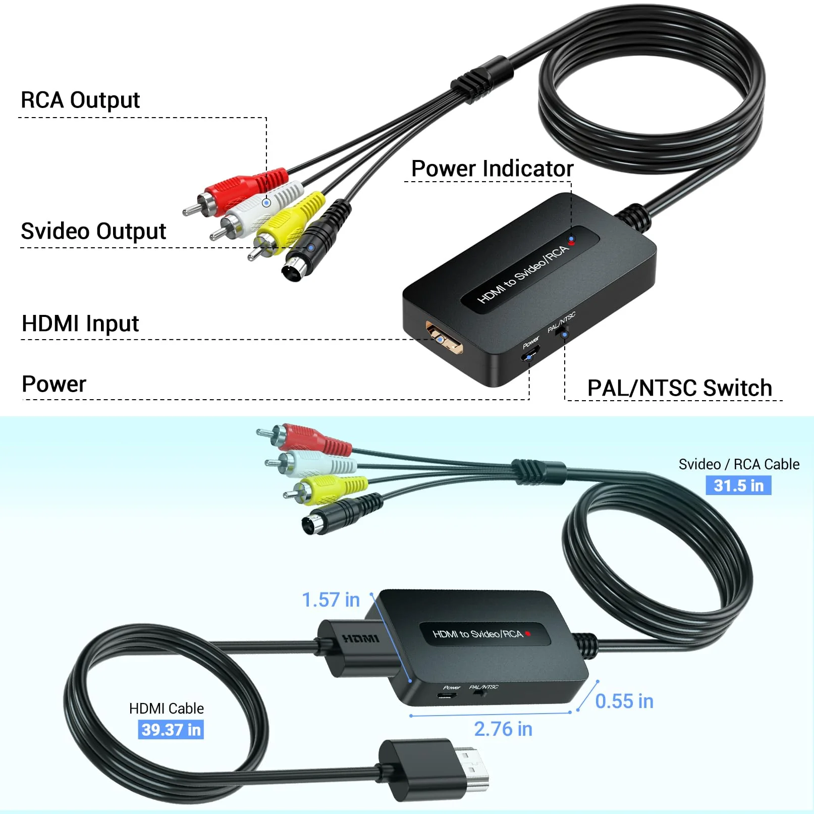 1080P HDMI to Svideo RCA Converter, HDMI to Composite AV CVBS Converter, HD to S-Video RCA Adpater for HD Devices to Display on Older TVs with Svideo/AV - Image 7
