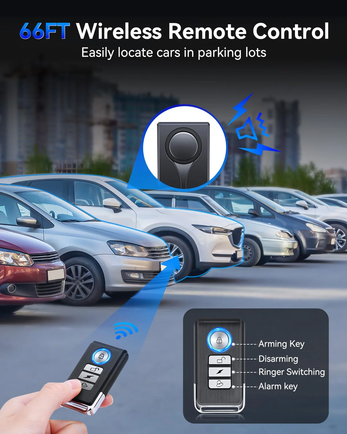 108dB Car Alarm System, Car Anti-Theft Vibration Sensor Alarm & Red Light, Wireless Remote Anti Theft Vehicle Device with Magnetic Install Design for RV, SUV, Truck Two Alarm(one remote) - Image 5
