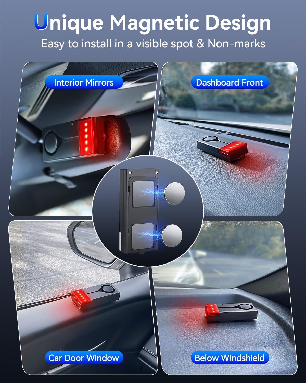 108dB Car Alarm System, Car Anti-Theft Vibration Sensor Alarm & Red Light, Wireless Remote Anti Theft Vehicle Device with Magnetic Install Design for RV, SUV, Truck Two Alarm(one remote) - Image 7