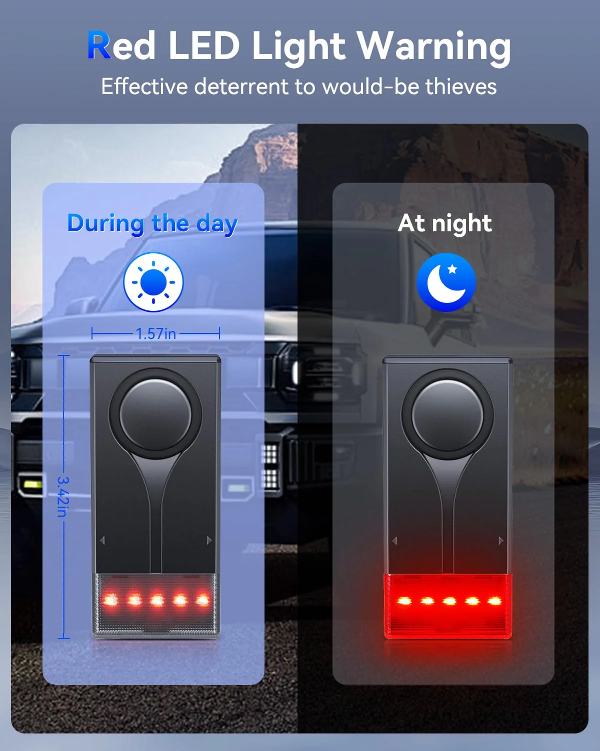 108dB Car Alarm System, Car Anti-Theft Vibration Sensor Alarm & Red Light, Wireless Remote Anti Theft Vehicle Device with Magnetic Install Design for RV, SUV, Truck Two Alarm(one remote) - Image 8