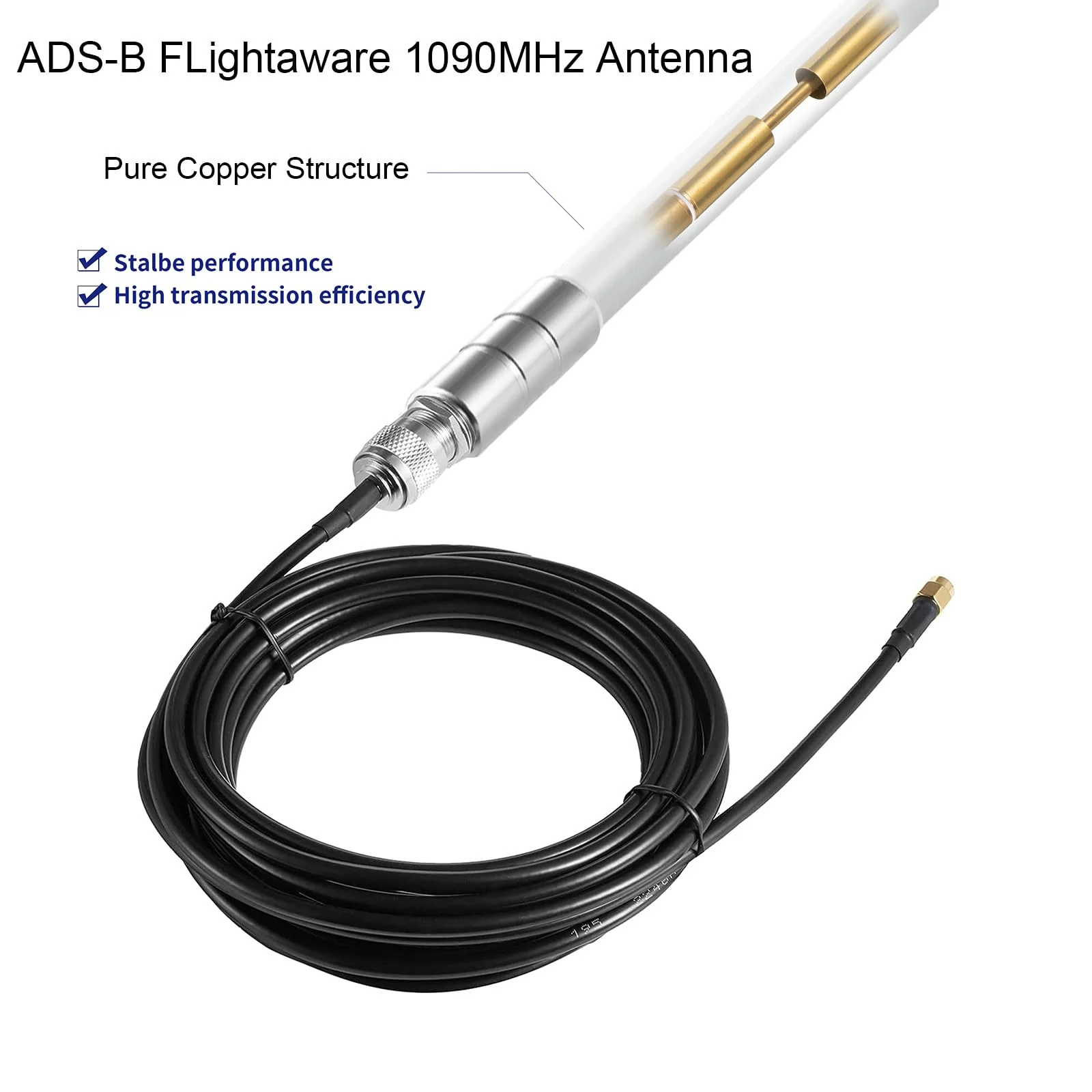 1090MHz 978MHz Dual Band ADS-B Antenna Flightaware Outdoor 5dBi Fiberglass Antenna with 10ft Extension SMA Cable, Increase Catching Distance and Number, Eifagur - Image 6
