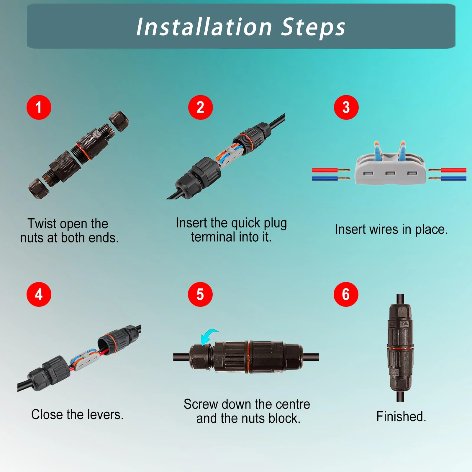 10FT 12V Inline Switch IP68 Waterproof, Outdoor On/Off Toggle Switch with Waterproof Junction Box, DC 12V-24V 20A On Off Switch 12 Volt Inline Cord Switch with Red LED Rocker Button 10FT - Image 3