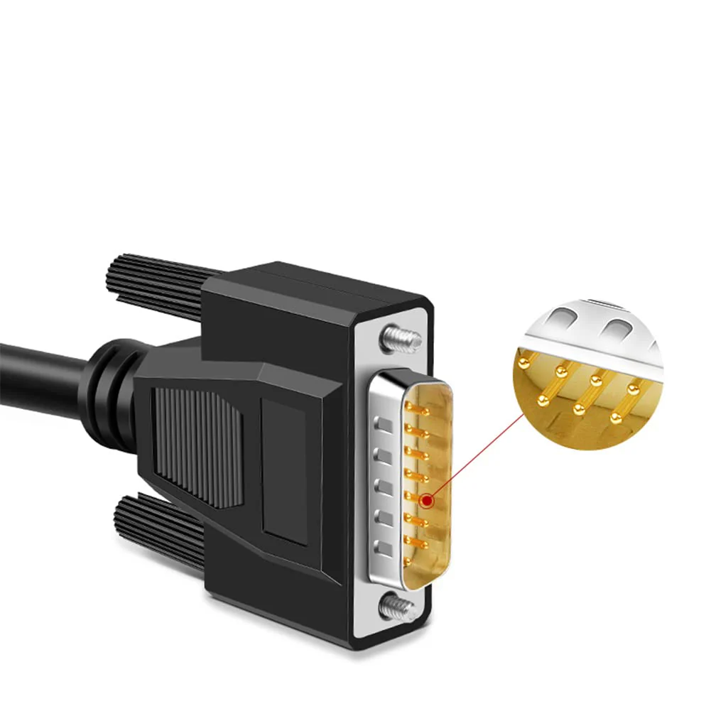 10ft DB15 RS232 15 Pin Serial Extension Cable, Male to Female 15-Pin Gold Plated Connecter Straight Through Cord - Image 2