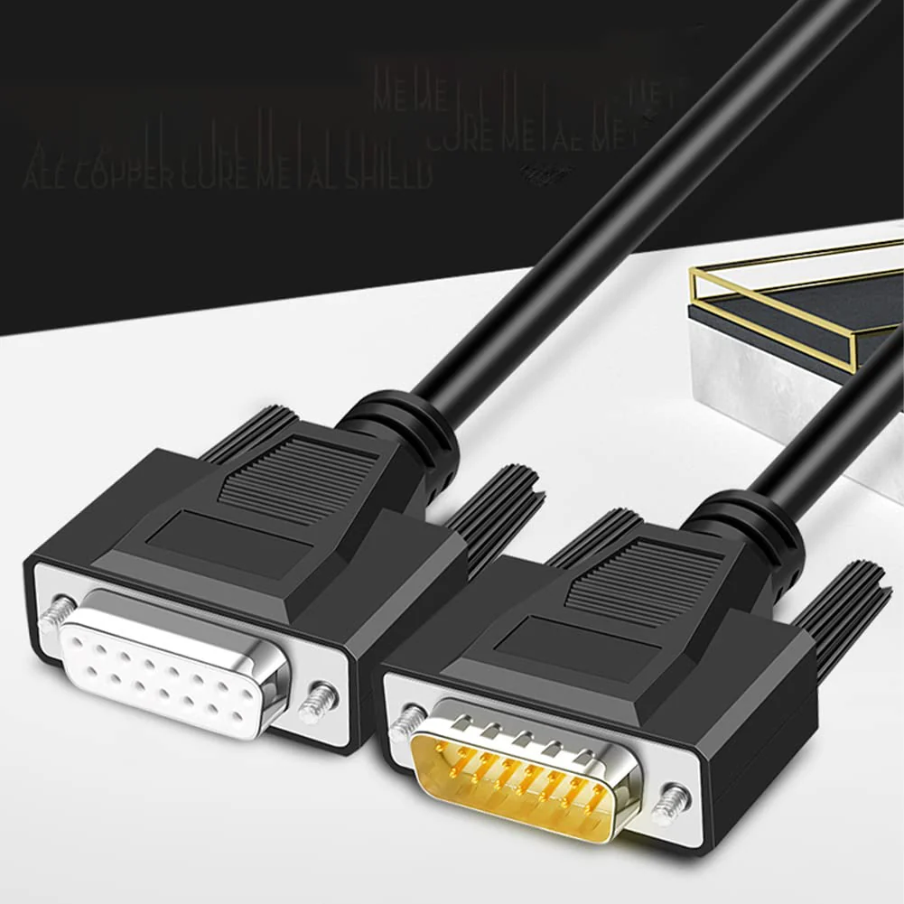 10ft DB15 RS232 15 Pin Serial Extension Cable, Male to Female 15-Pin Gold Plated Connecter Straight Through Cord - Image 3