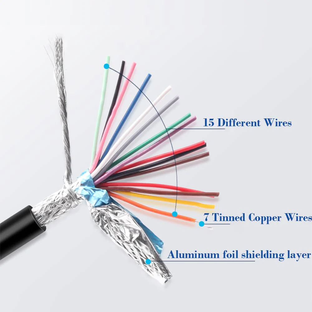 10ft DB15 RS232 15 Pin Serial Extension Cable, Male to Female 15-Pin Gold Plated Connecter Straight Through Cord - Image 4