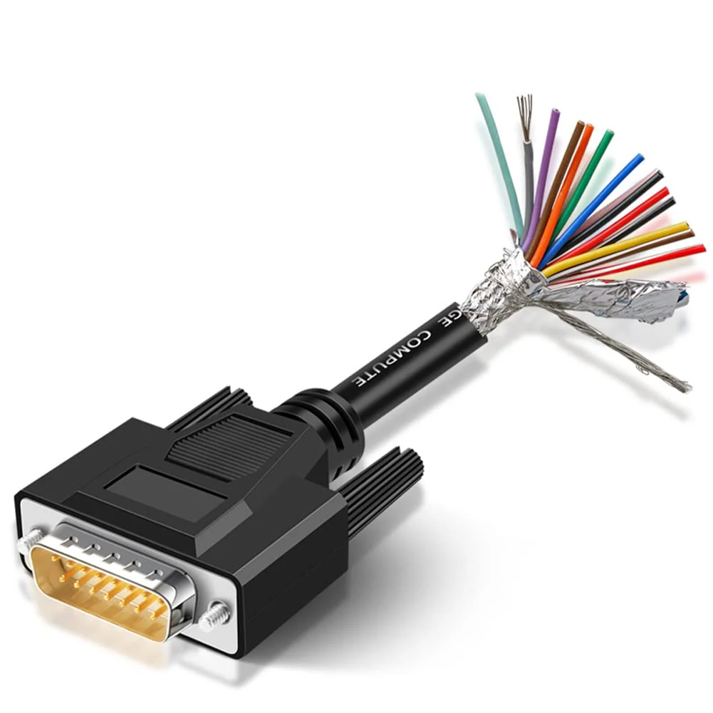 10ft DB15 RS232 15 Pin Serial Extension Cable, Male to Female 15-Pin Gold Plated Connecter Straight Through Cord - Image 5
