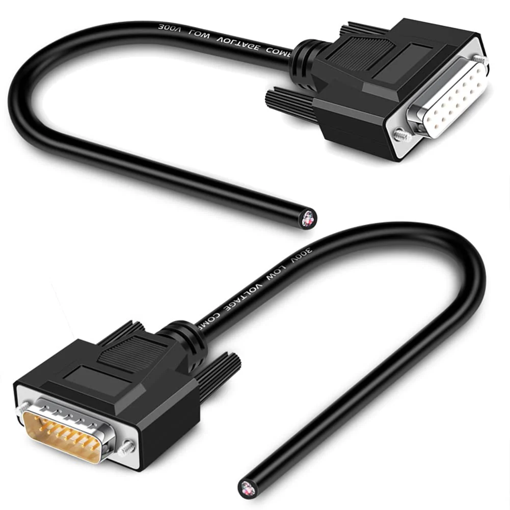 10ft DB15 RS232 15 Pin Serial Extension Cable, Male to Female 15-Pin Gold Plated Connecter Straight Through Cord - Image 6