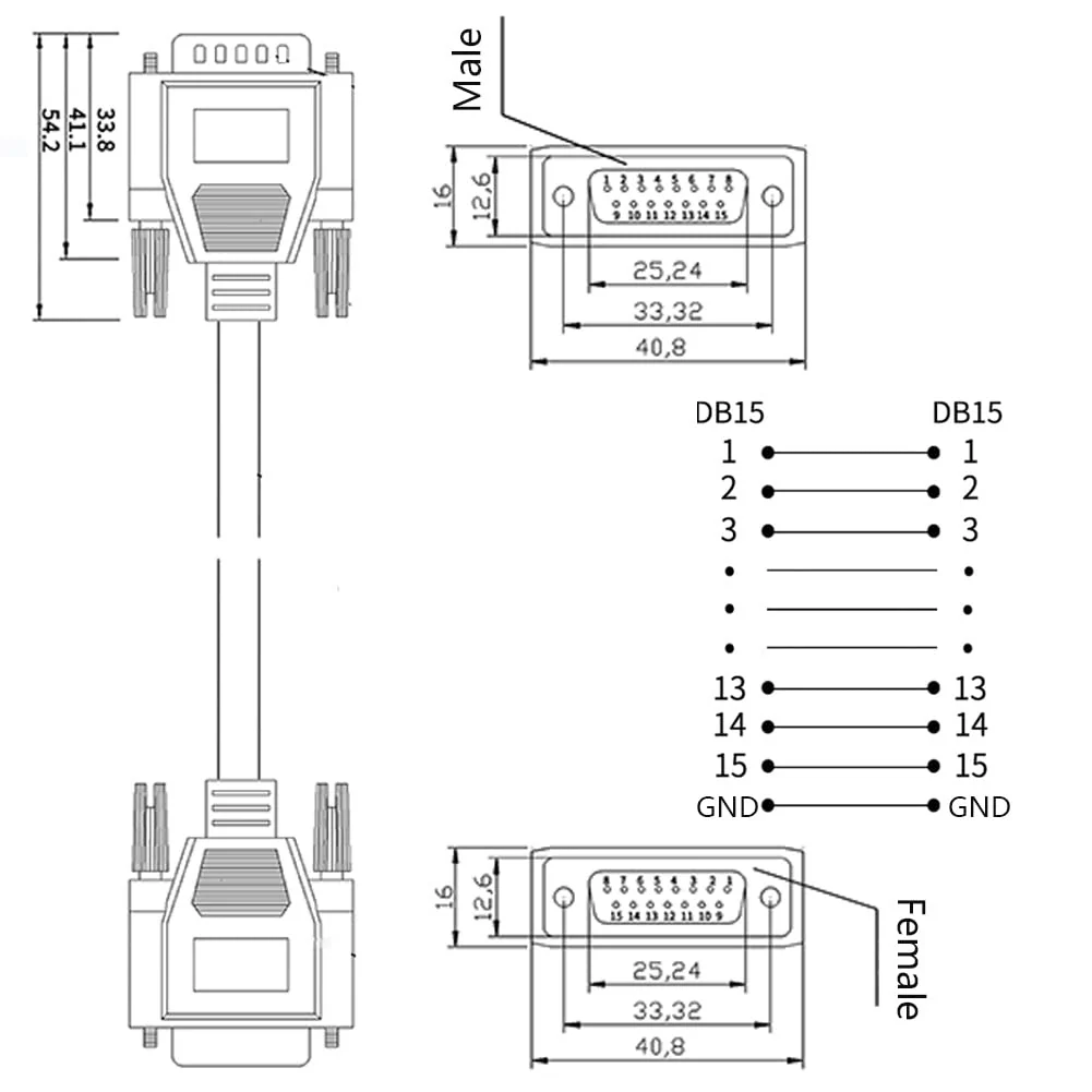 10ft DB15 RS232 15 Pin Serial Extension Cable, Male to Female 15-Pin Gold Plated Connecter Straight Through Cord - Image 7