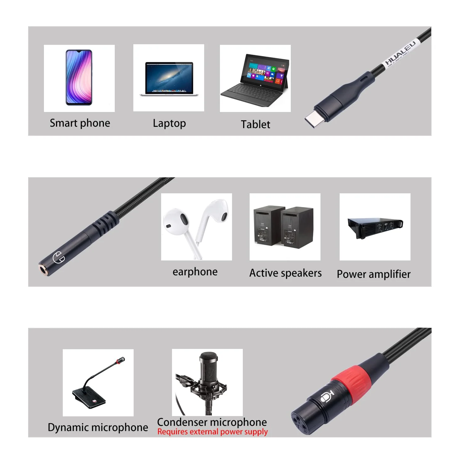 10FT USB C to XLR Female Microphone Cable & 3.5mm (1/8") Female Stereo Out Adapter,USB C to 3.5mm Headphone Cable&XLR Female Microphone Record Cable for iPhone 15 Garageband,Tablet,Laptop 10 feet - Image 2
