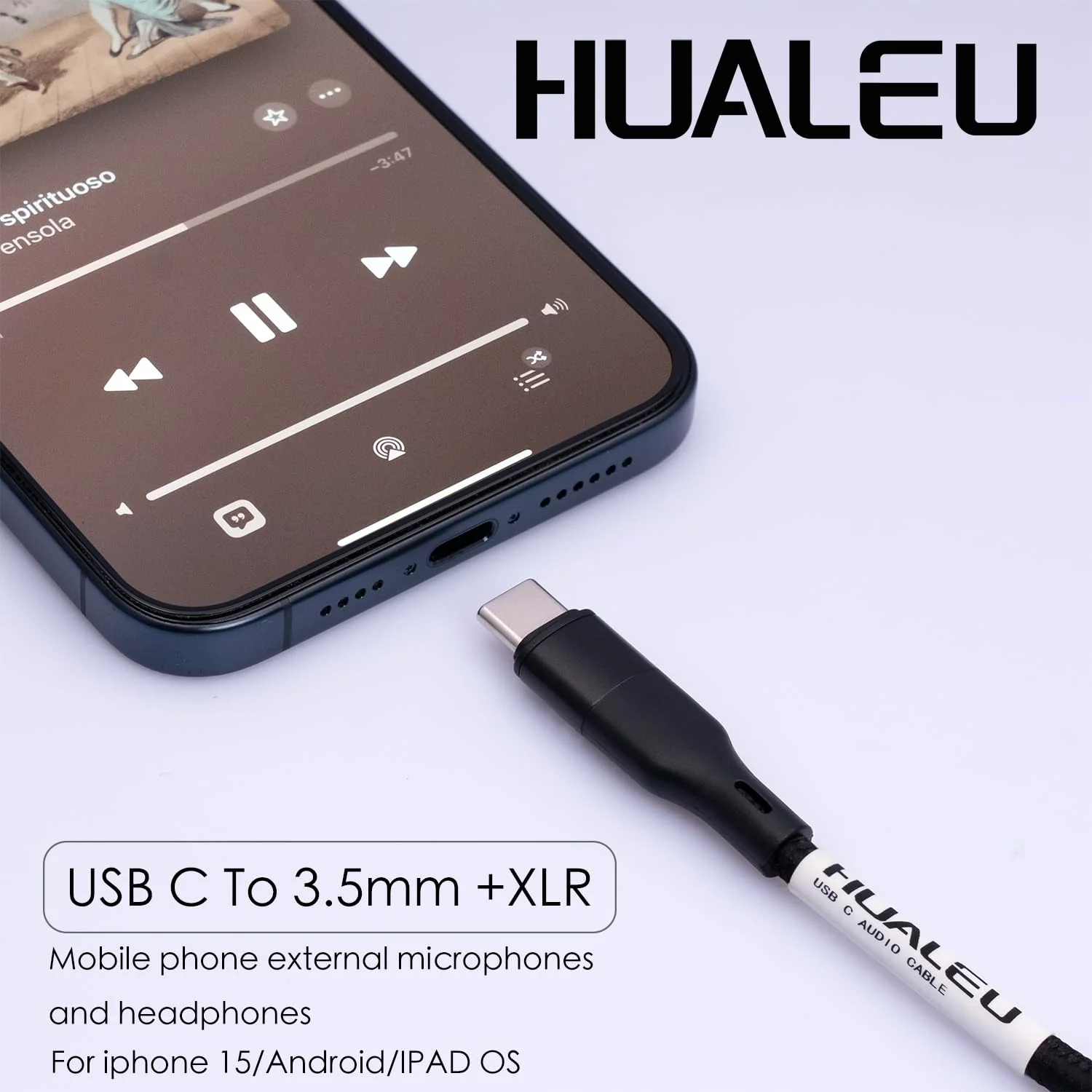 10FT USB C to XLR Female Microphone Cable & 3.5mm (1/8") Female Stereo Out Adapter,USB C to 3.5mm Headphone Cable&XLR Female Microphone Record Cable for iPhone 15 Garageband,Tablet,Laptop 10 feet - Image 4
