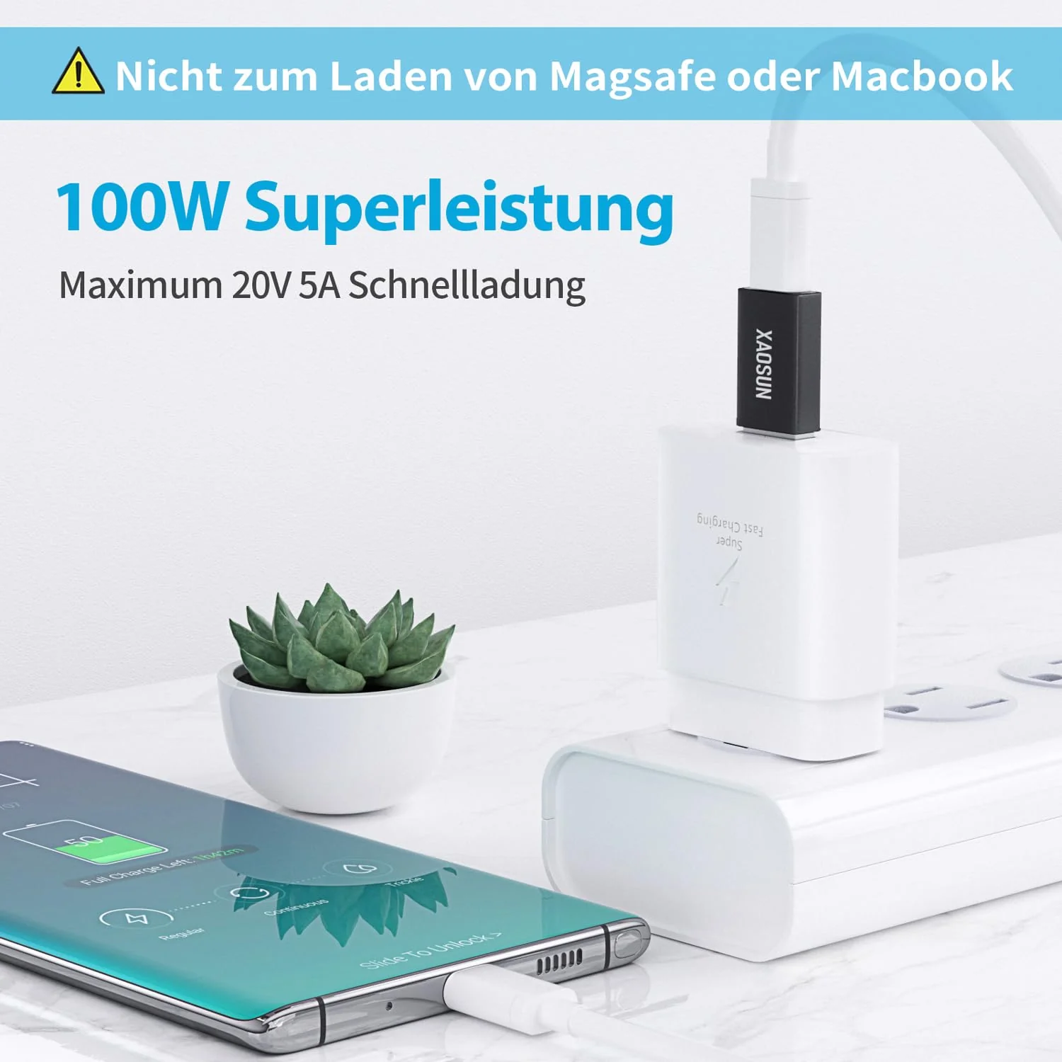 [10Gbps] USB C Female to USB Male Adapter (2-Pack), 3.1 USB A to USB C Adapter, XAOSUN One-Sided SuperSpeed Data Sync & 100W Fast Charging For iphone 15 Plus Pro Max, Laptop, Charger, Quest Link, etc. Black - Image 3