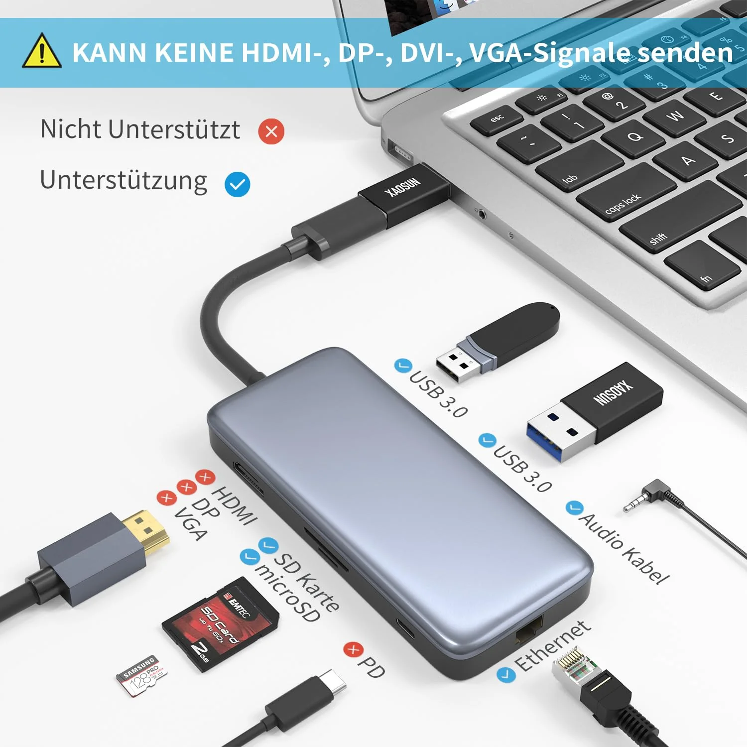 [10Gbps] USB C Female to USB Male Adapter (2-Pack), 3.1 USB A to USB C Adapter, XAOSUN One-Sided SuperSpeed Data Sync & 100W Fast Charging For iphone 15 Plus Pro Max, Laptop, Charger, Quest Link, etc. Black - Image 4