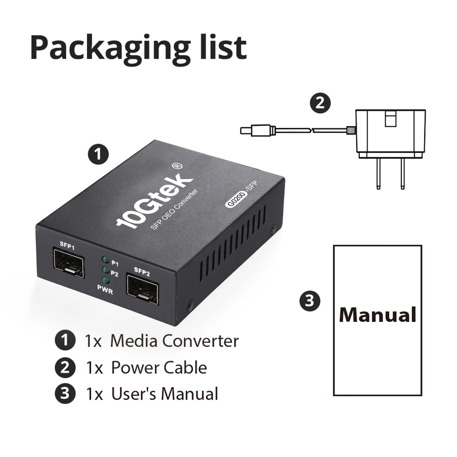 10GTEK 1.25G/2.5Gbps Two Ports SFP OEO Mode Converter, Optical-Electrical-Optical Wavelength/Fiber Mode/Fiber Count Converter, SFP Repeater (Without Transceiver) - Image 5