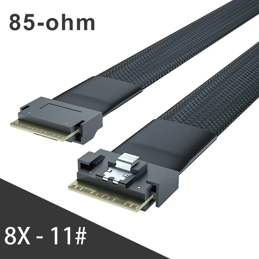 10Gtek 24G Internal SlimSAS SFF-8654 to SFF-8654 8i Cable, PCIe4.0, 85-ohm, 0.75~0.8m(2.46~2.62ft) Straight - Image 2