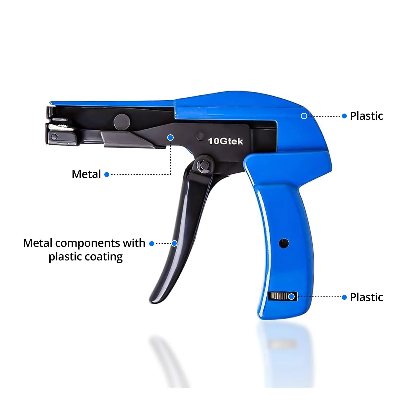 10Gtek Cable Tie Gun - Fastening and Cutting Tool with Handle Special for Nylon Cable Tie Fasten and Cut Cables in Blue - Image 2