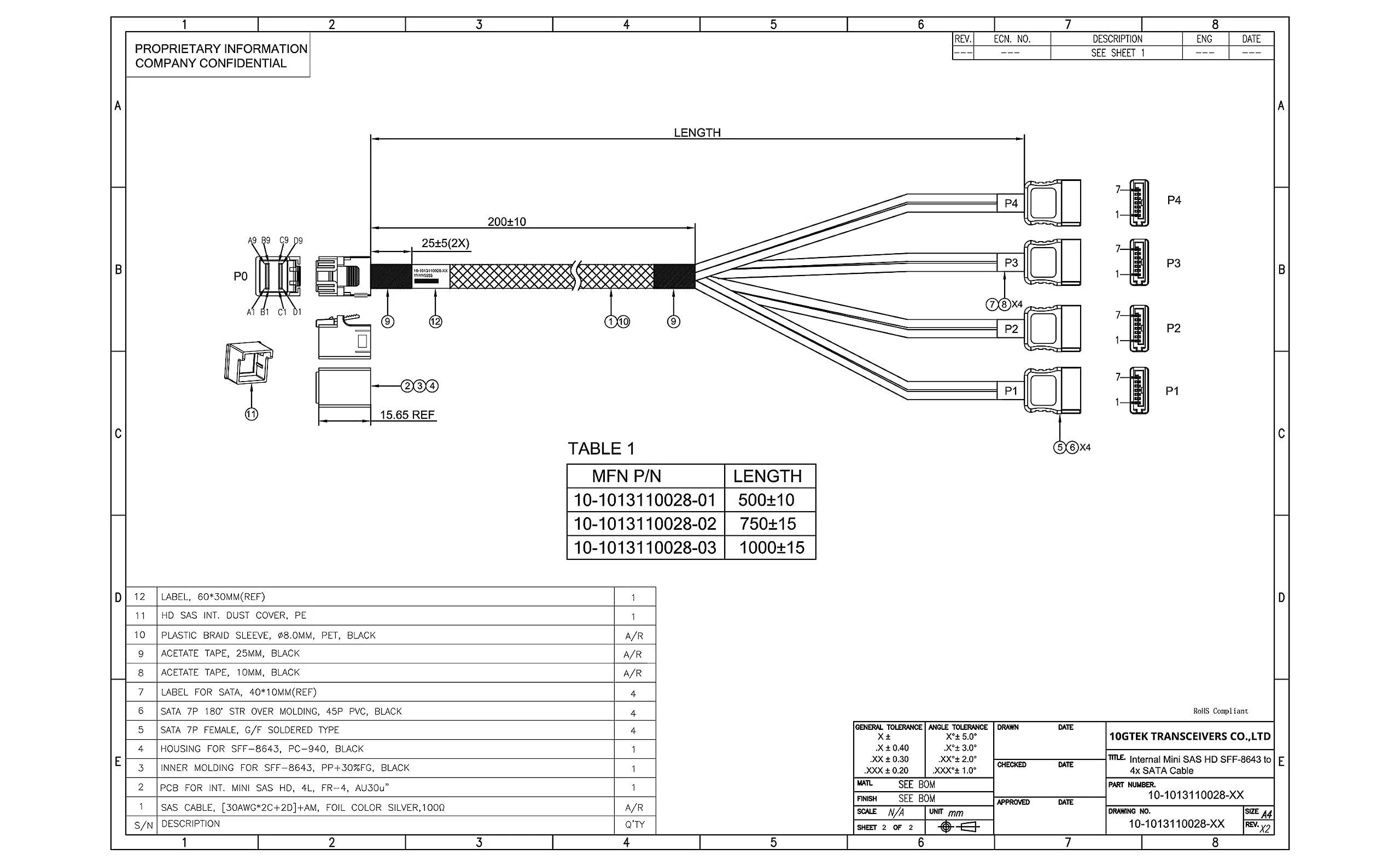 10Gtek MiniSAS HD SFF-8643 Breakout to 4xSATA Cable, Compatible with Raid Controller Hard Drive, 0.5m(1.6ft) 8643-4xSATA - Image 6