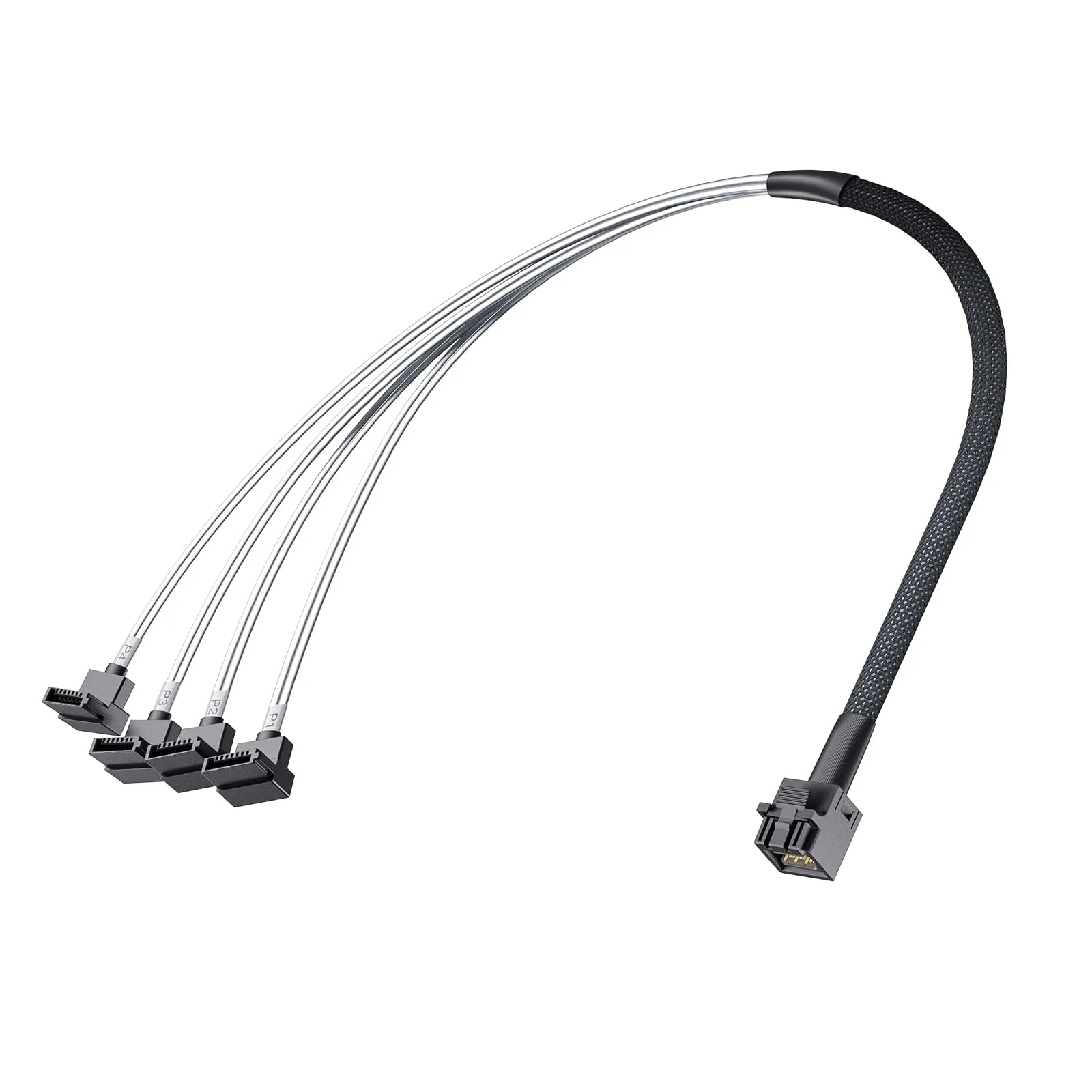 10Gtek MiniSAS HD SFF-8643 Breakout to 4xSATA Cable, Compatible with Raid Controller Hard Drive, SATA Right Angle, 0.5m(1.6ft) SATA(Right Angle) - Image 5