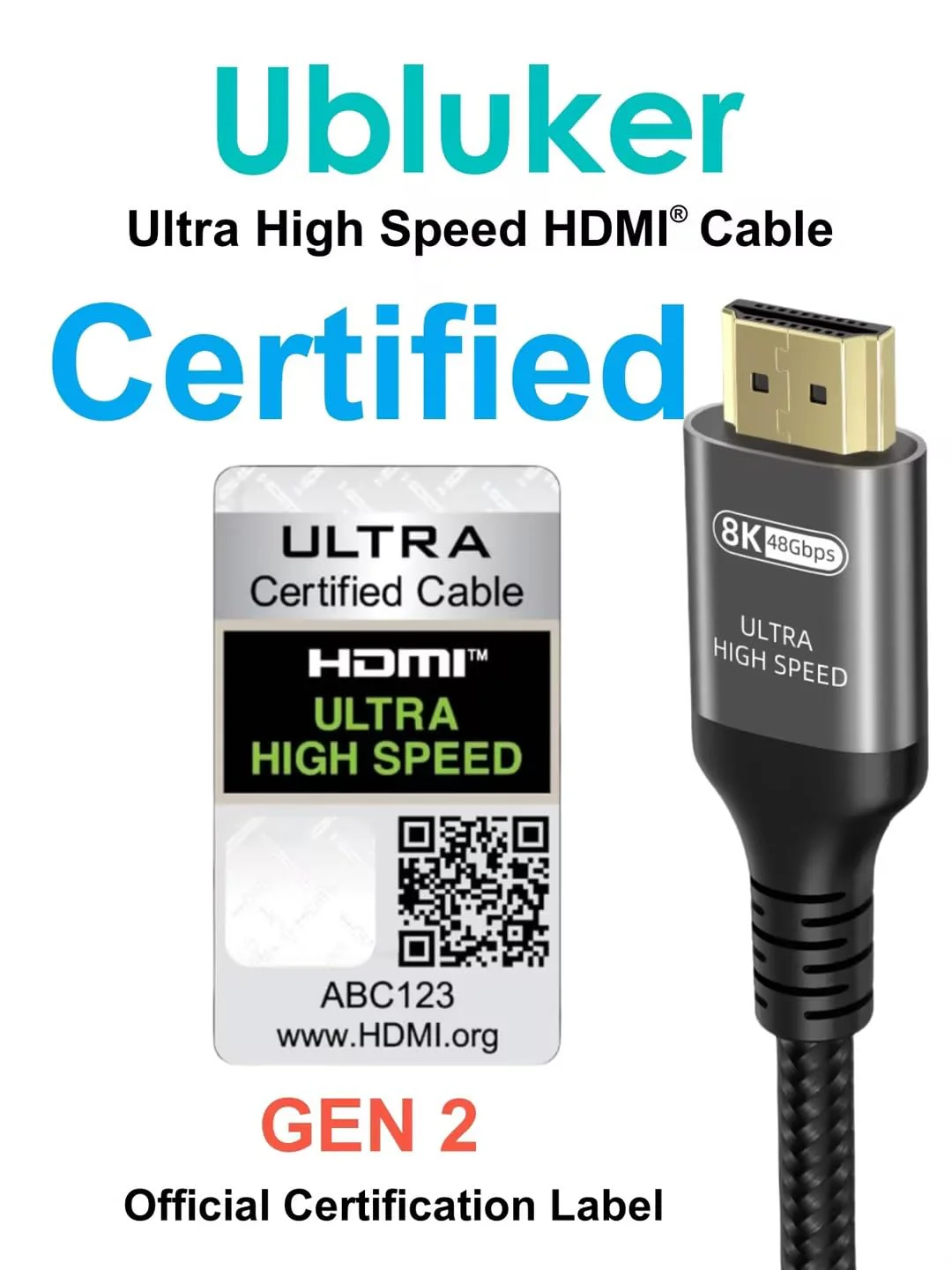 10K 8K 4K HDMI Cable 48Gbps 5 FT, Certified Ultra High Speed HDMI® Cable 4K 240Hz 144Hz 120Hz 8K60Hz 0.01ms HDR10+ eARC HDCP2.3 Netflix Roku TV PC Monitor Projector PS5 Xbox 5feet/1.5m - Image 2
