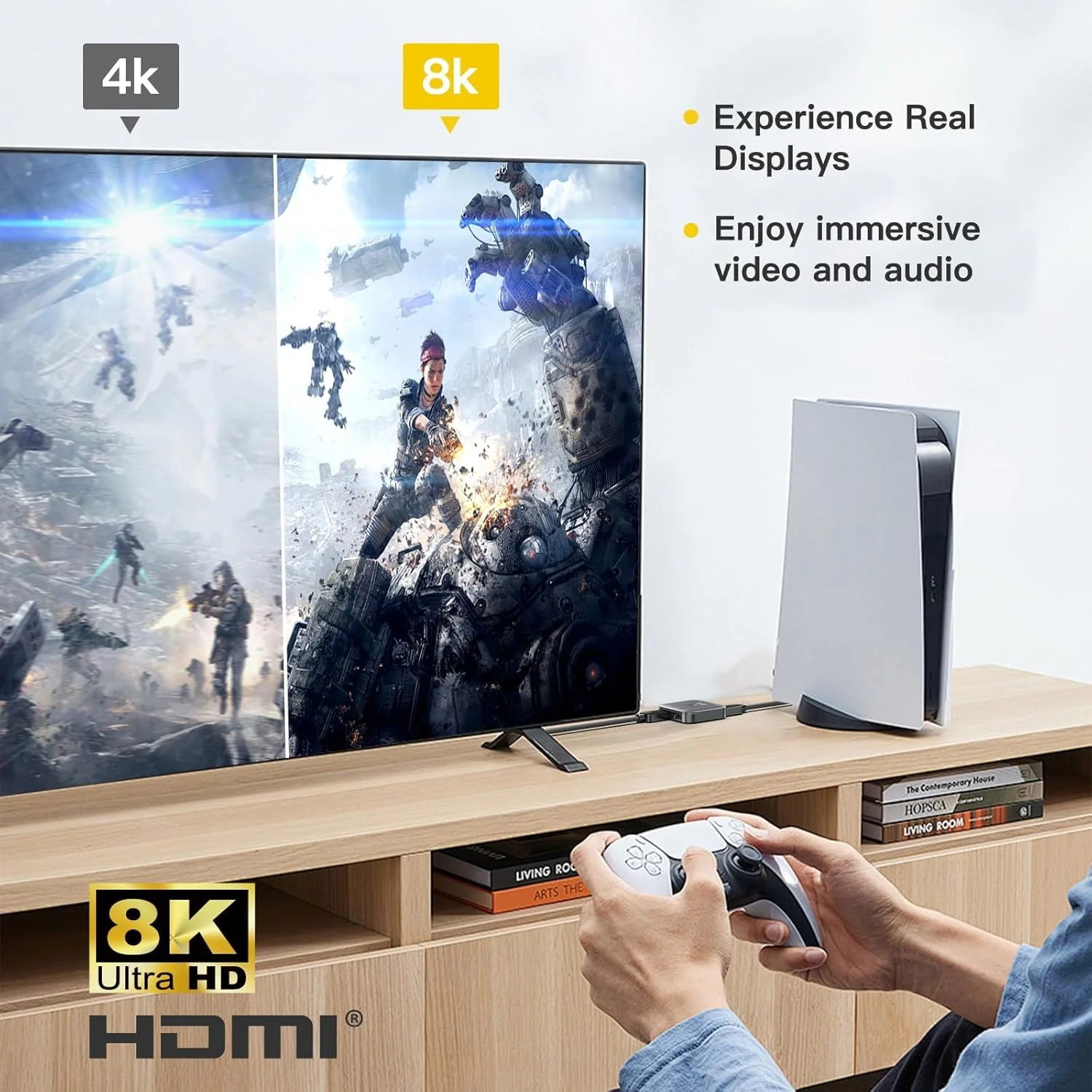 10K 8K HDMI Switch – 2 in 1 Out, Bi-Directional HDMI Splitter Switcher, 8K@60Hz, 4K@240Hz, Compatible with PS5, PS4, Xbox, Fire Stick, Apple TV, Projector - Image 4