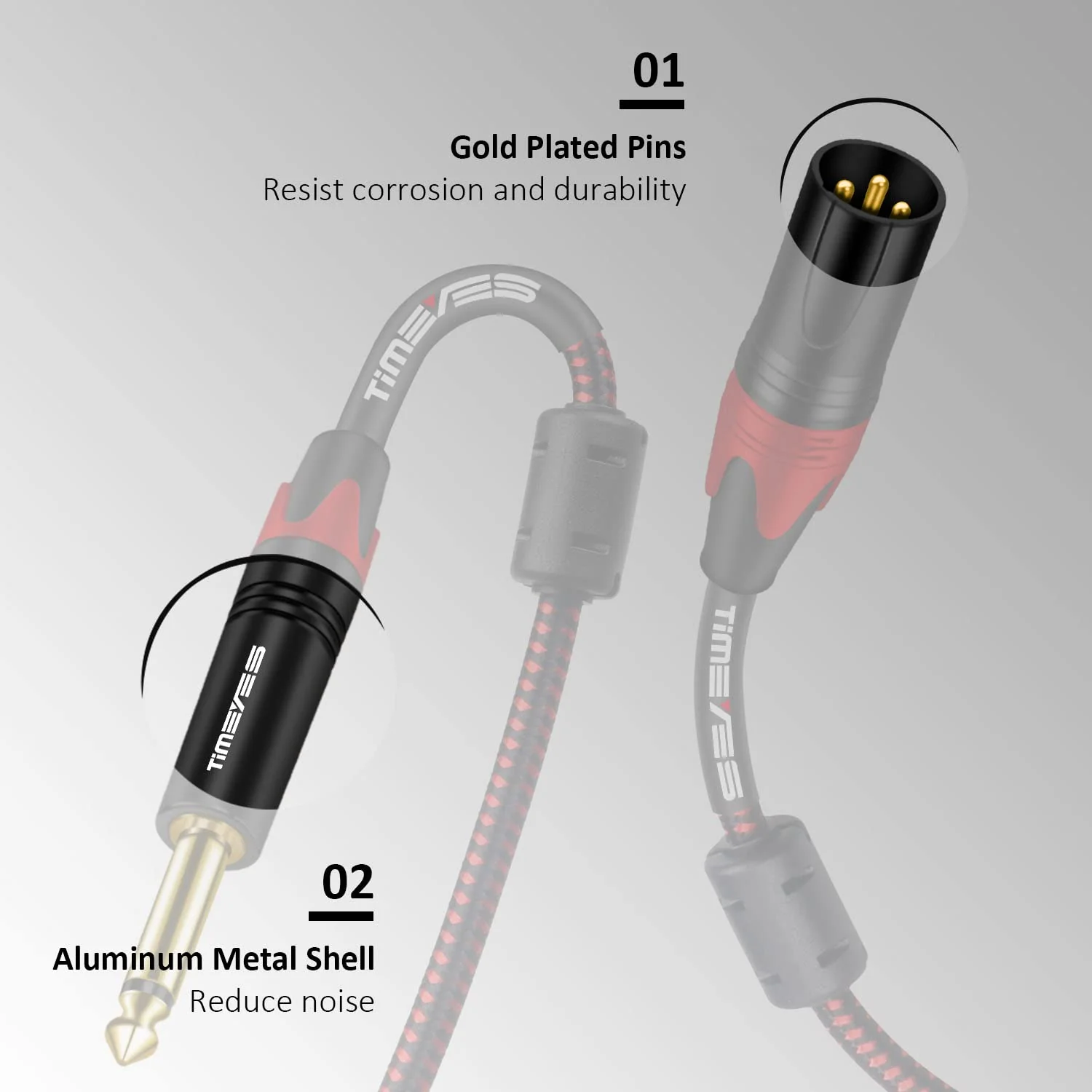 10M 1/4 Inch TS to Male XLR Unbalanced Cable, 33FT Male 6.35mm TS Plug to XLR 3-Pin Male Audio Cable, Microphone Cable XLR to Quarter Inch 6.5mm Patch Cable Cord Jack 1/4 to XLR 10M/33FT - Image 2
