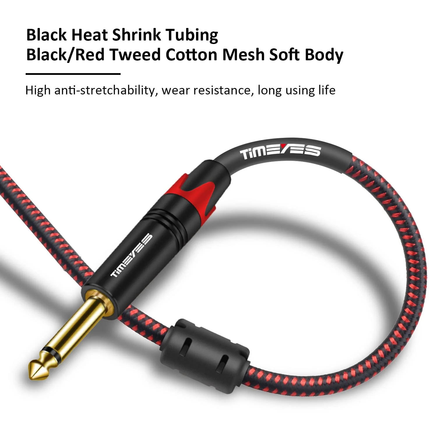 10M TS 1/4 Inch Mono Instrument Cable, 6.35mm(1/4) TS to 6.35mm(1/4) TS Audio Interconnect Cord, 1/4'' 6.5mm Male Amp Cable Cord for Electric Guitar, Bass, Keyboard, Speaker 1/4'' Jack 33FT 10M/33FT - Image 3
