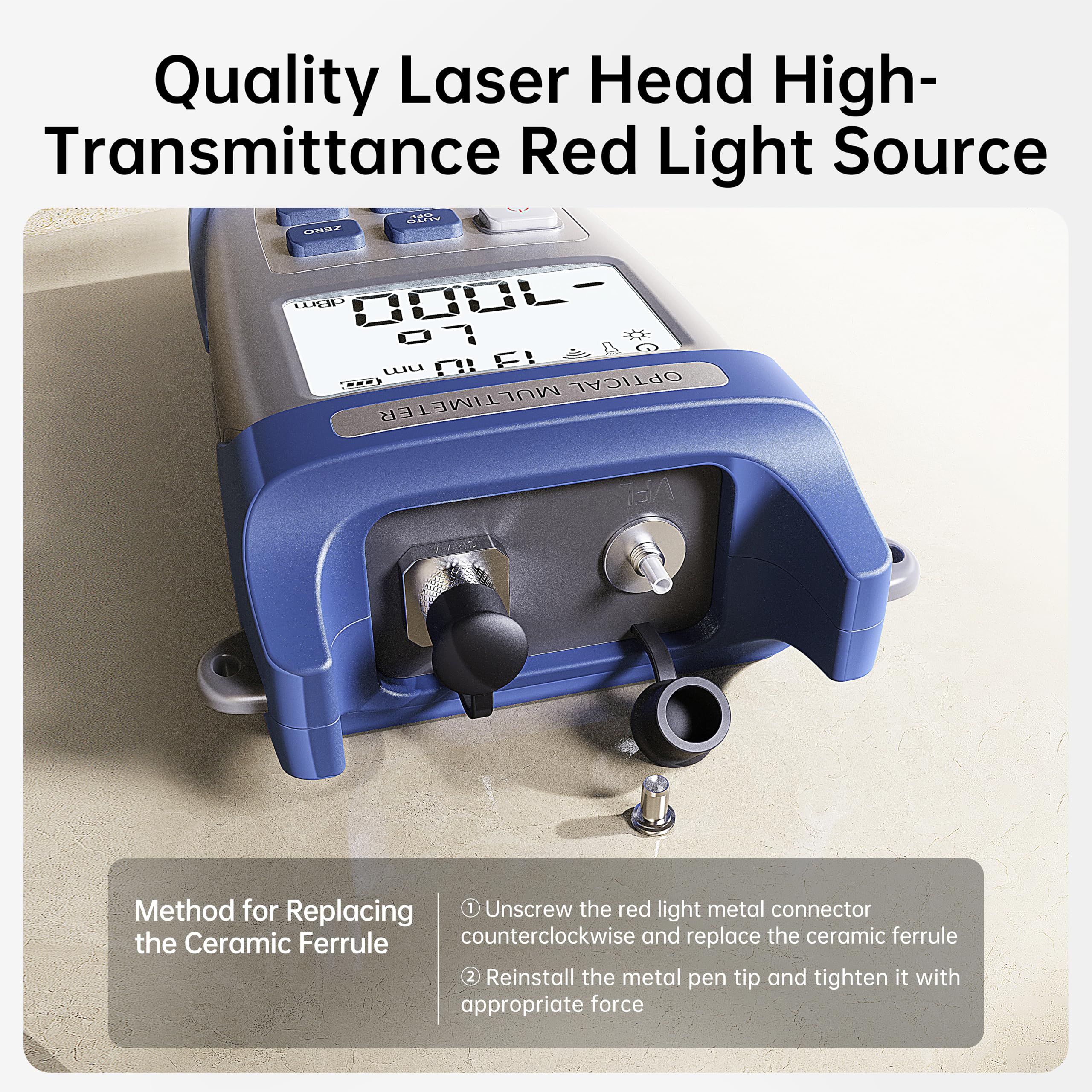 10mW Fiber Optical Power Meter & Visual Fault Locator Combo, 10km Red Light Source with FC/SC/ST Adapters for Fiber Optic Cable Loss Testing - Image 4