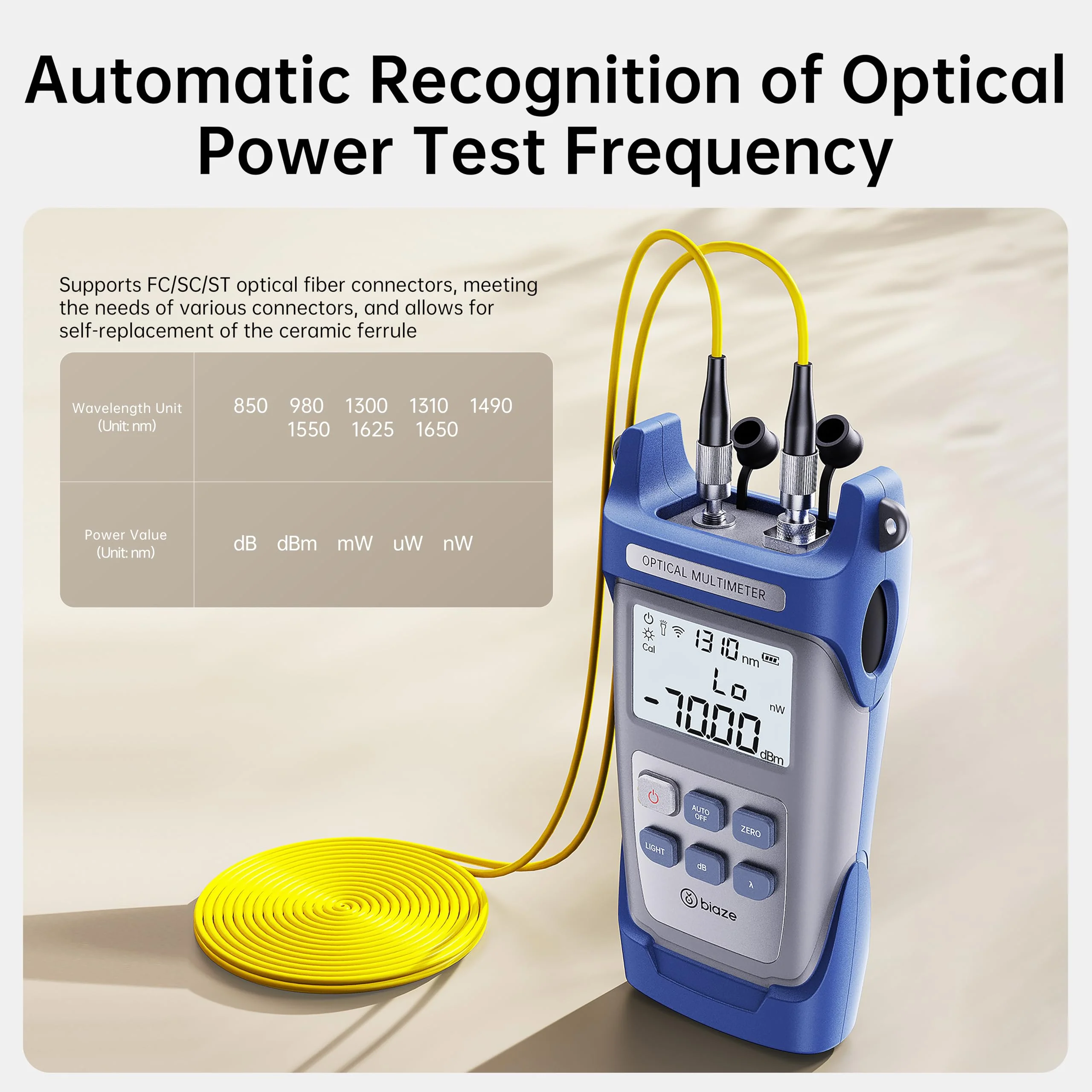 10mW Fiber Optical Power Meter & Visual Fault Locator Combo, 10km Red Light Source with FC/SC/ST Adapters for Fiber Optic Cable Loss Testing - Image 5