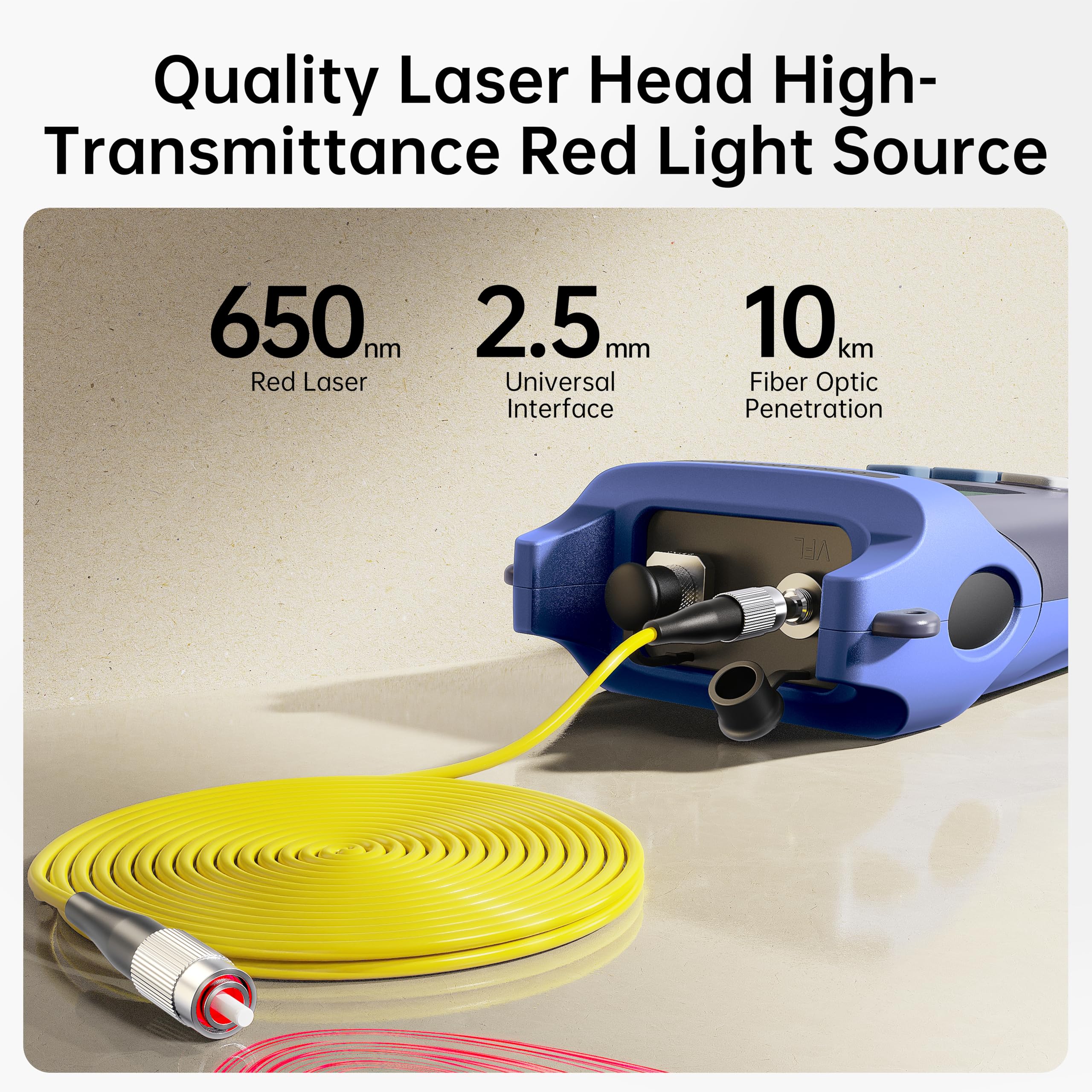 10mW Fiber Optical Power Meter & Visual Fault Locator Combo, 10km Red Light Source with FC/SC/ST Adapters for Fiber Optic Cable Loss Testing - Image 6
