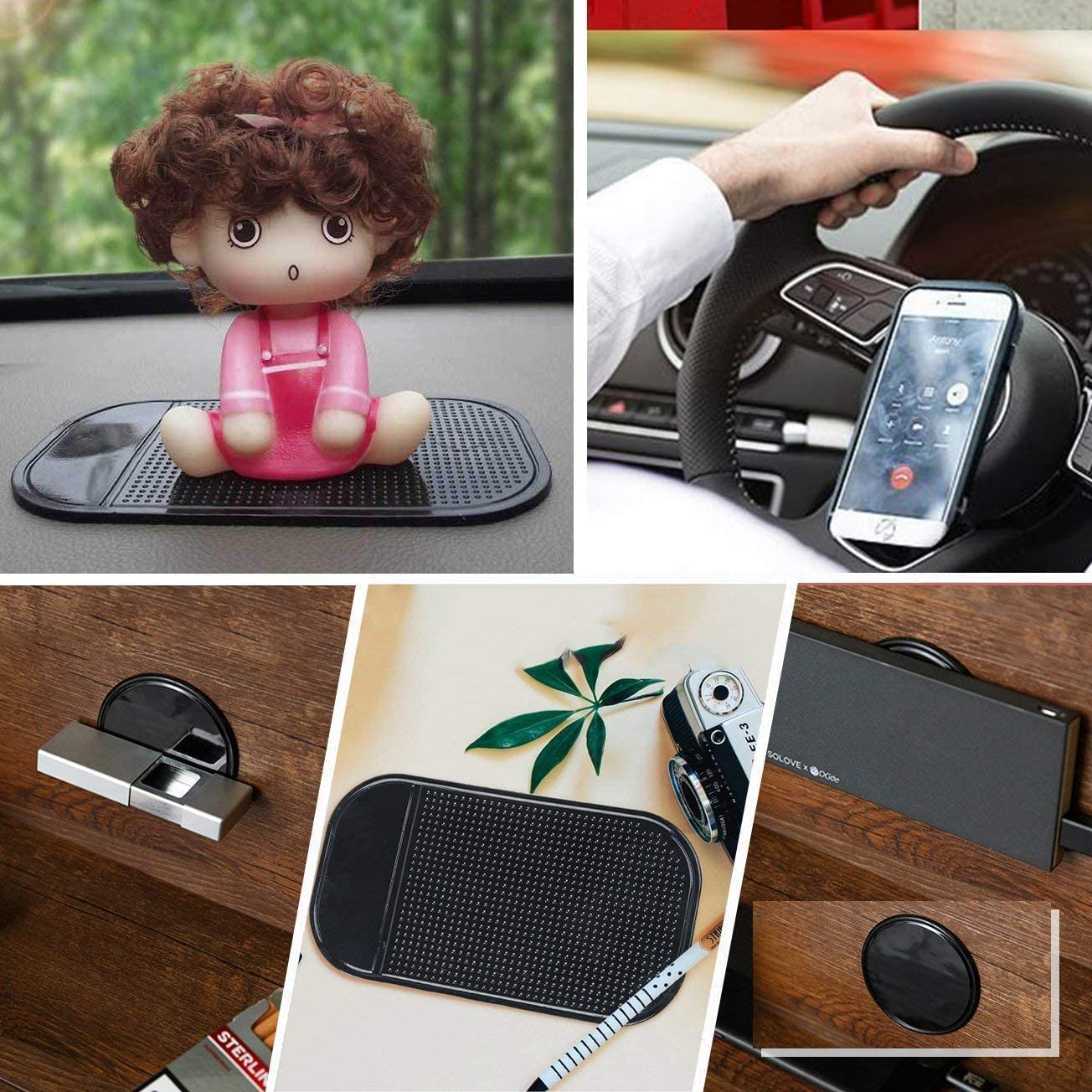 10pack Removable Silicone Sticky Anti-Slip Gel Pads Magic Gel Mat Stick to Car Dashboard Glass Mirrors Metal Tile Wall Kitchen Cell Phone Stand Recipe Holder Non-Slip Rug Pet Bowl Mat Pad - Image 5
