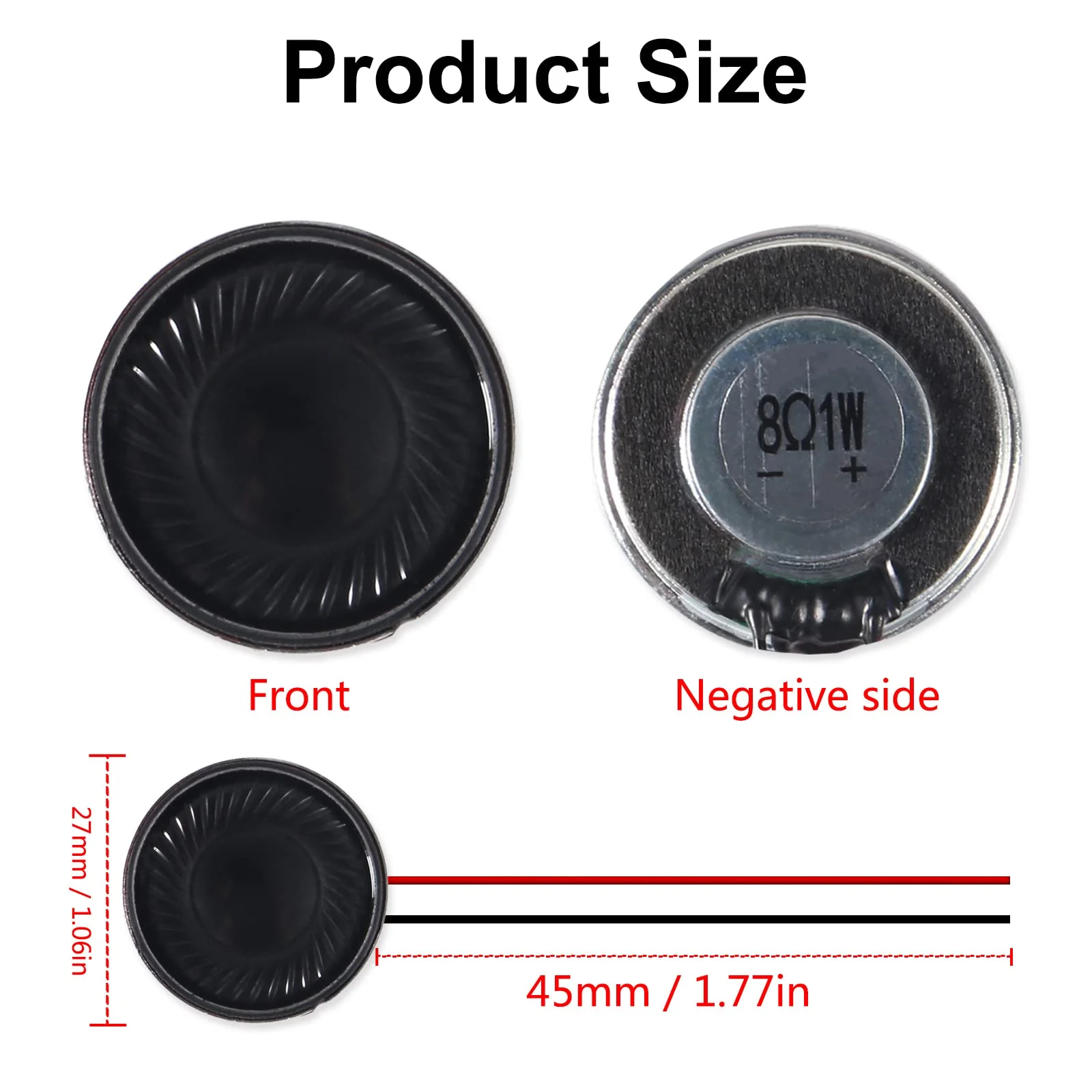 10Pcs 1W 8 Ohm Metal Shell Mini Loudspeaker Round Internal Magnet Speaker MP3 MP4 Player Speaker 1W 8 Ohm with terminal - Image 3