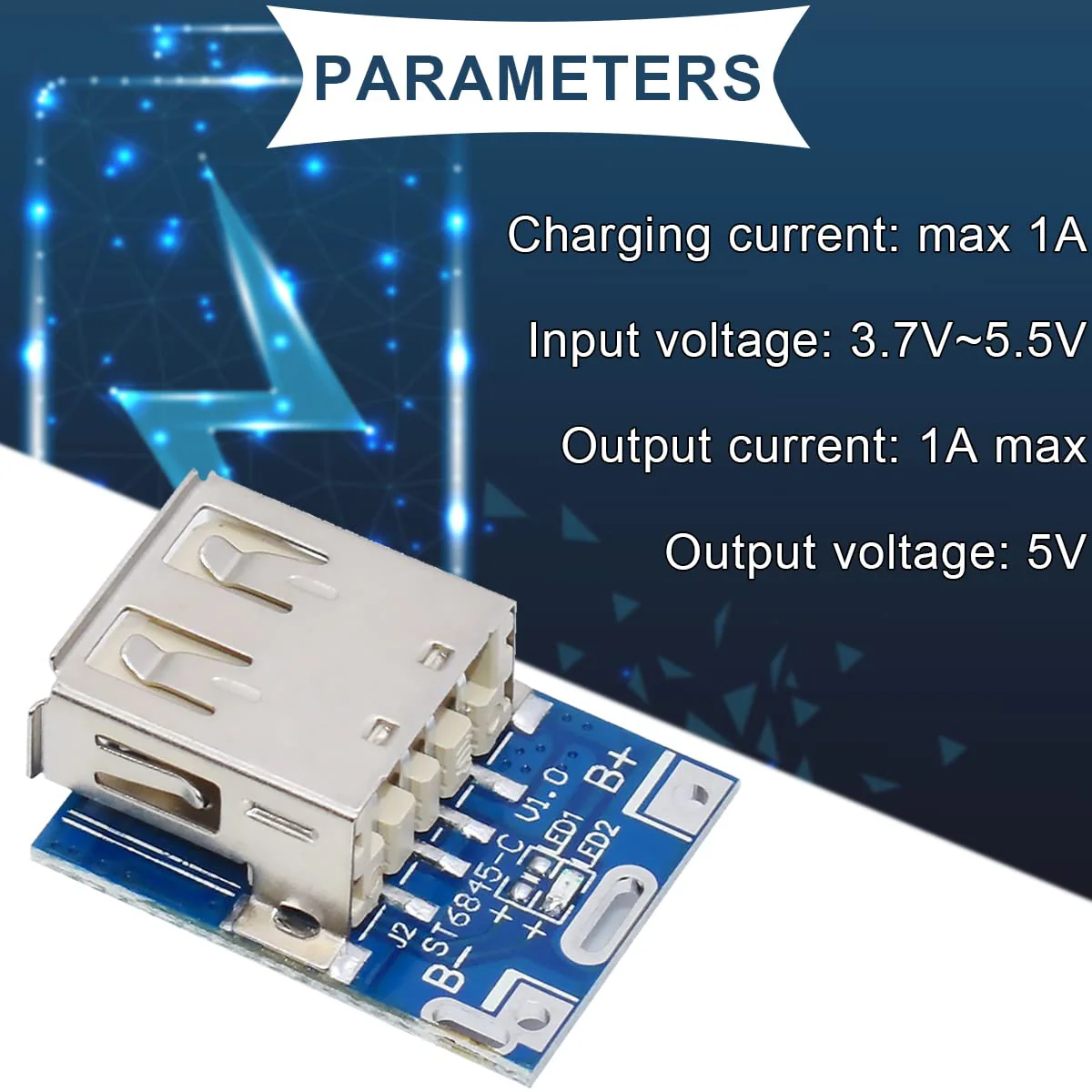 10Pcs 5V Step Up Board Lithium Battery Charging Protection Board Step Up Power Module 134N3P Charger Board LED Indicator for DIY Charger with 24AWG Cable - Image 2