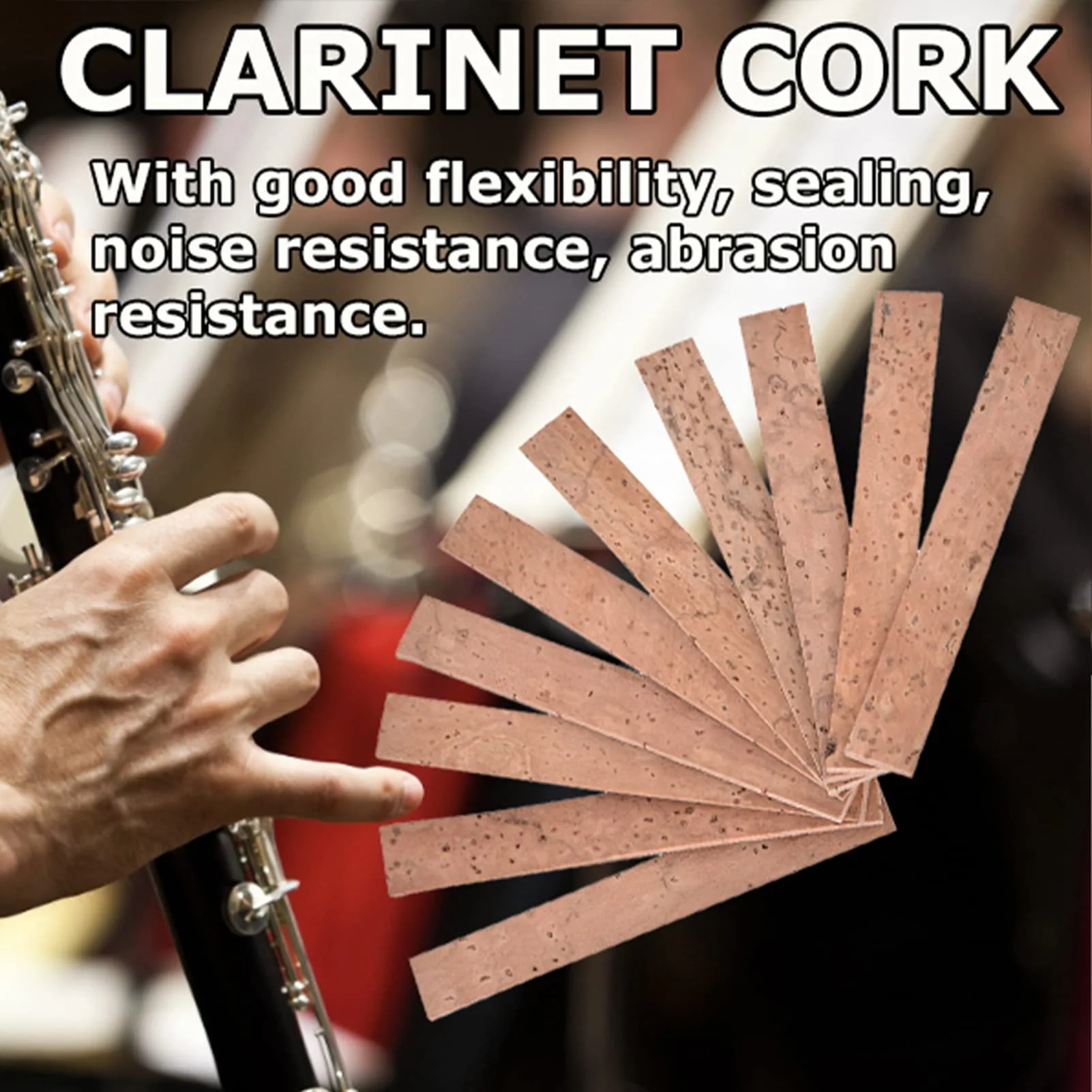 10Pcs Clarinet Neck Joint Cork, Clarinet Instrument Sheet Accessories Replacement Natural Key Strips Ligature Mouthpiece Pad Maintenance Kit Part Flute Saxophone Woodwind Repair Oboe Flute - Image 3